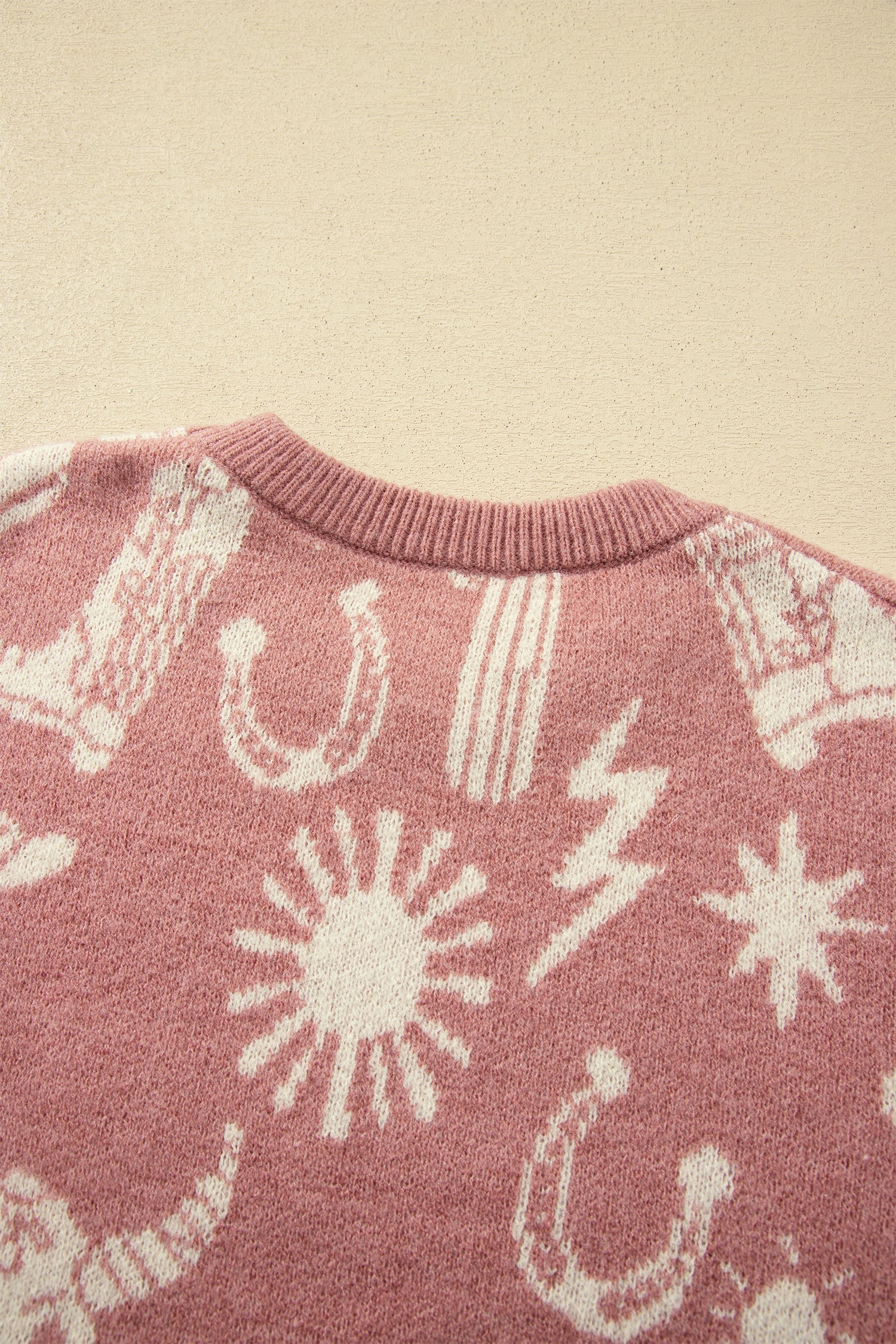 Western Drop Shoulder Long Sleeve Sweater