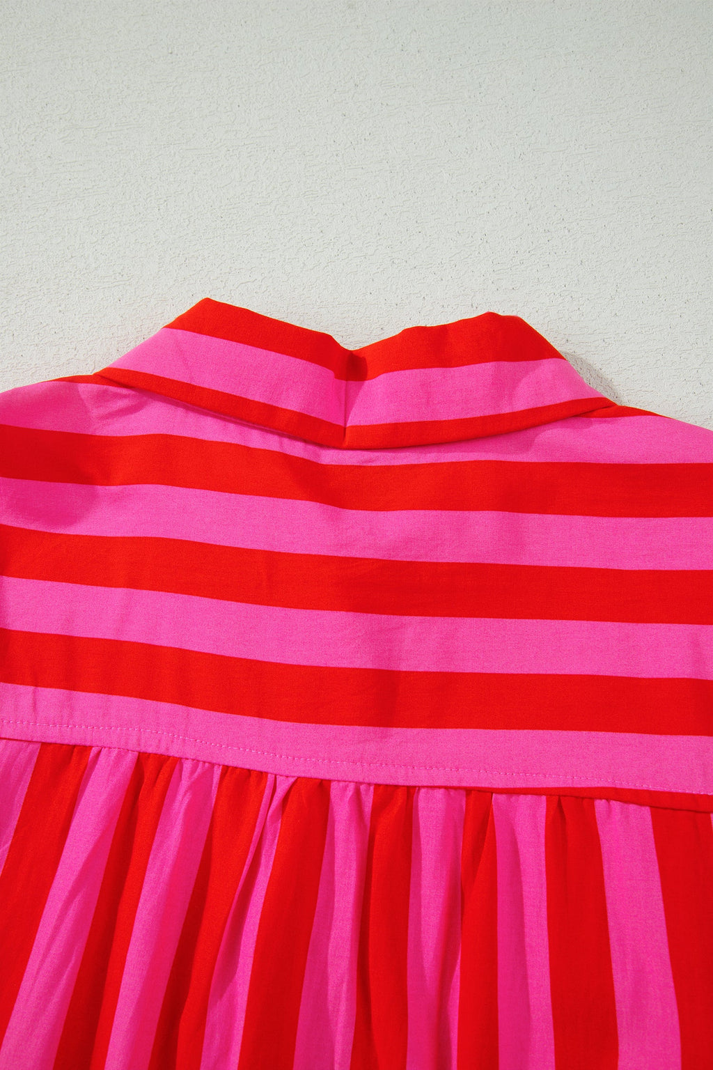 Stripe Tie Puff Sleeve Button Down Shirt