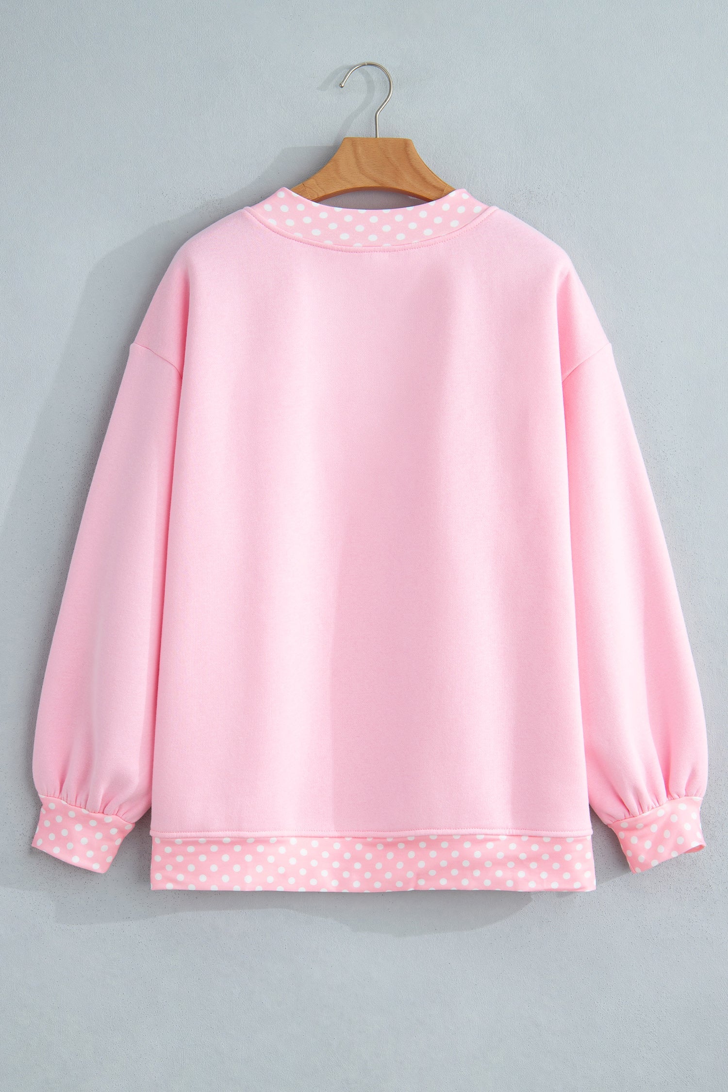 Polka Dot Contrast Trim Mock Neck Sweatshirt