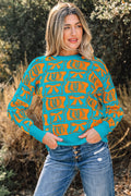 Western Bows & Horseshoes Long Sleeve Sweater