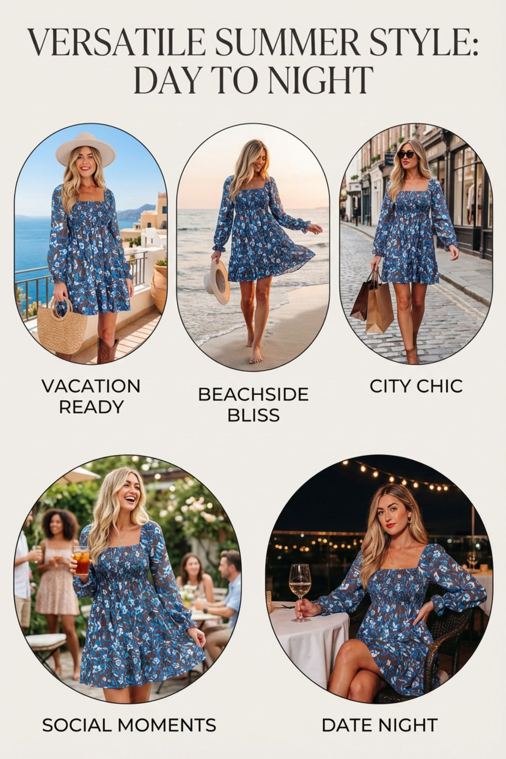Floral Smocked Bodice Ruffle Sleeve Dress