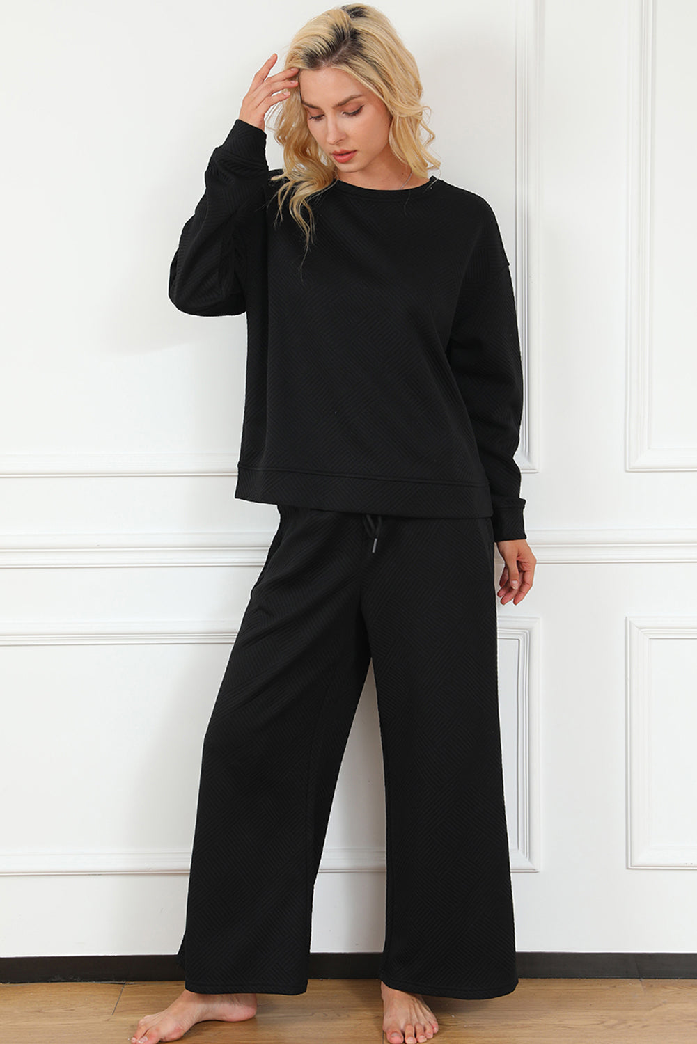 Textured Top and Pants Set