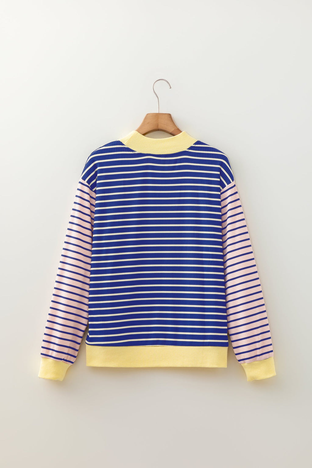 Stripe Colorblock Long Sleeve Crewneck Pullover Top