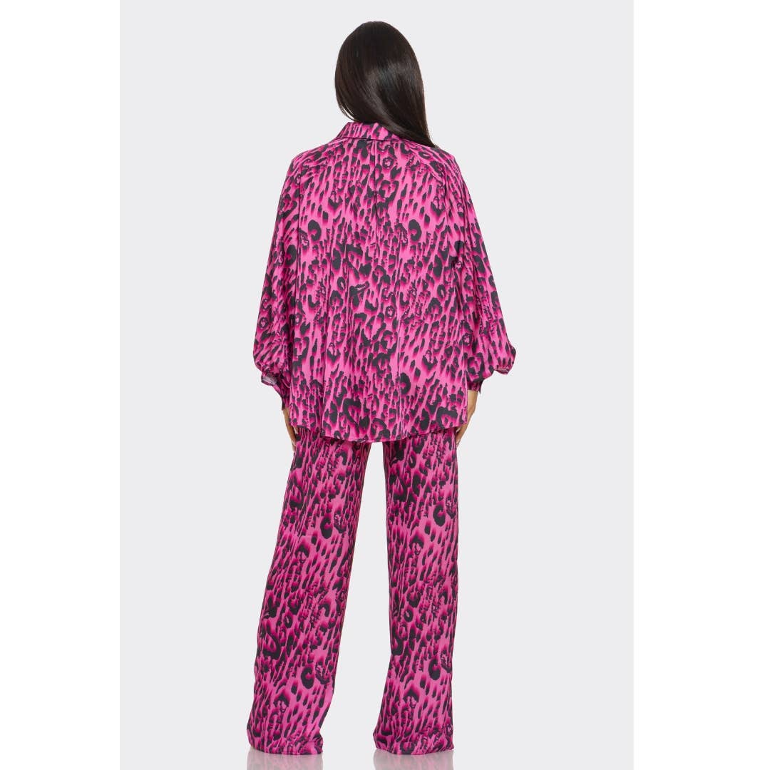 Leopard Print Pants Set 3 piece LTP-3228: Purple / S