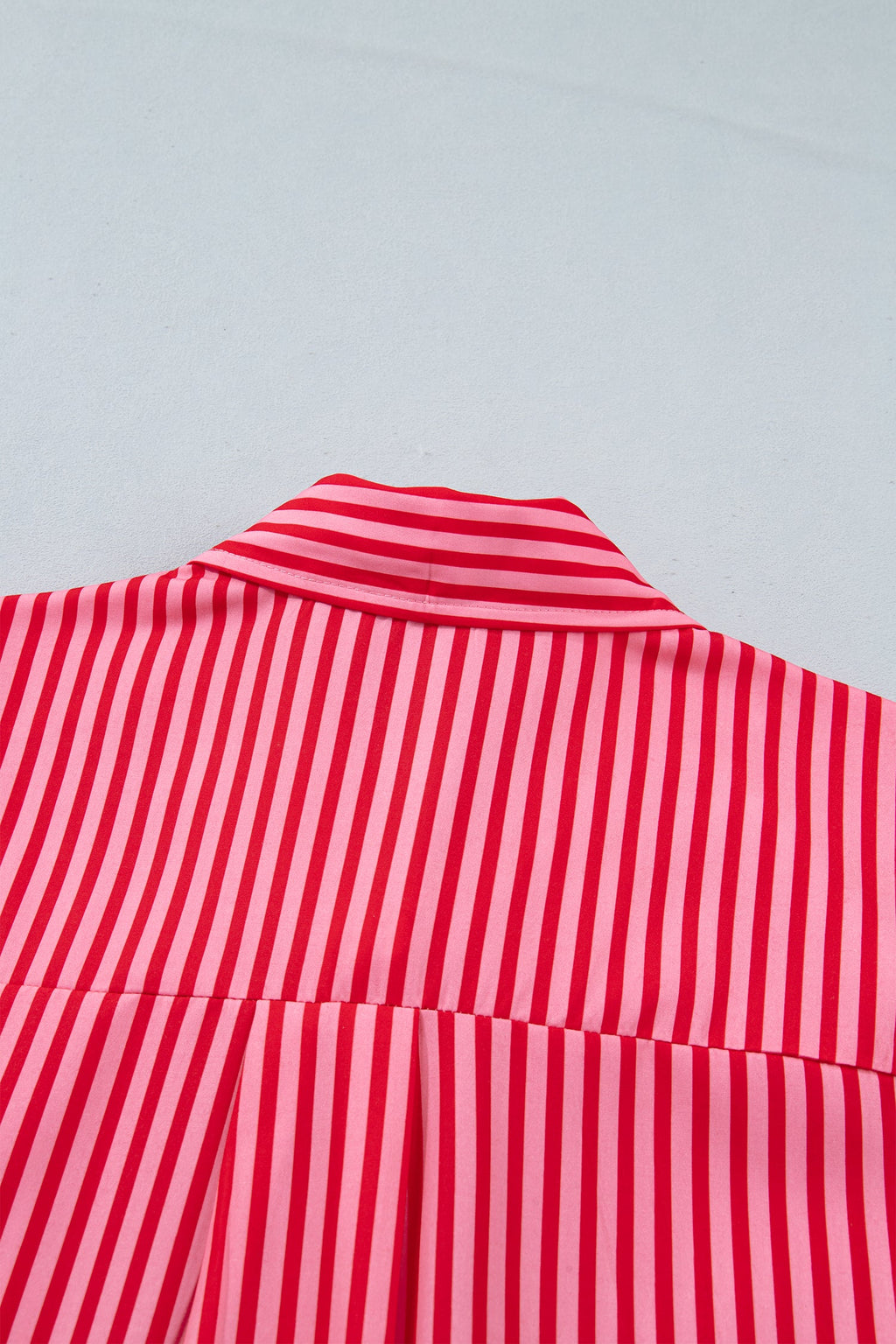Stripe Patch Pocket Button-Up Long Sleeve Blouse