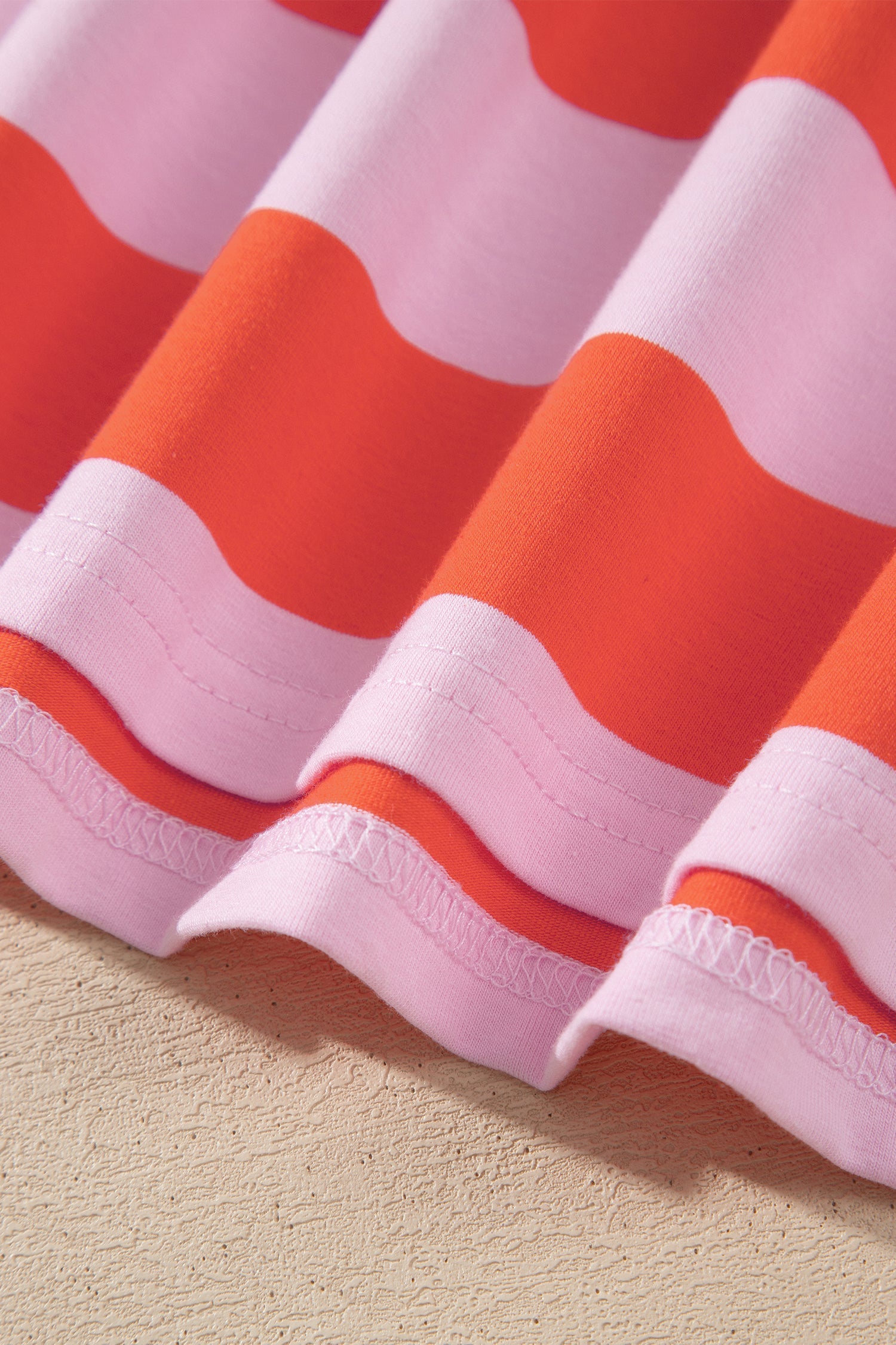 Stripe Cuffed Short Sleeve T-Shirt Long Dress w/ Pockets