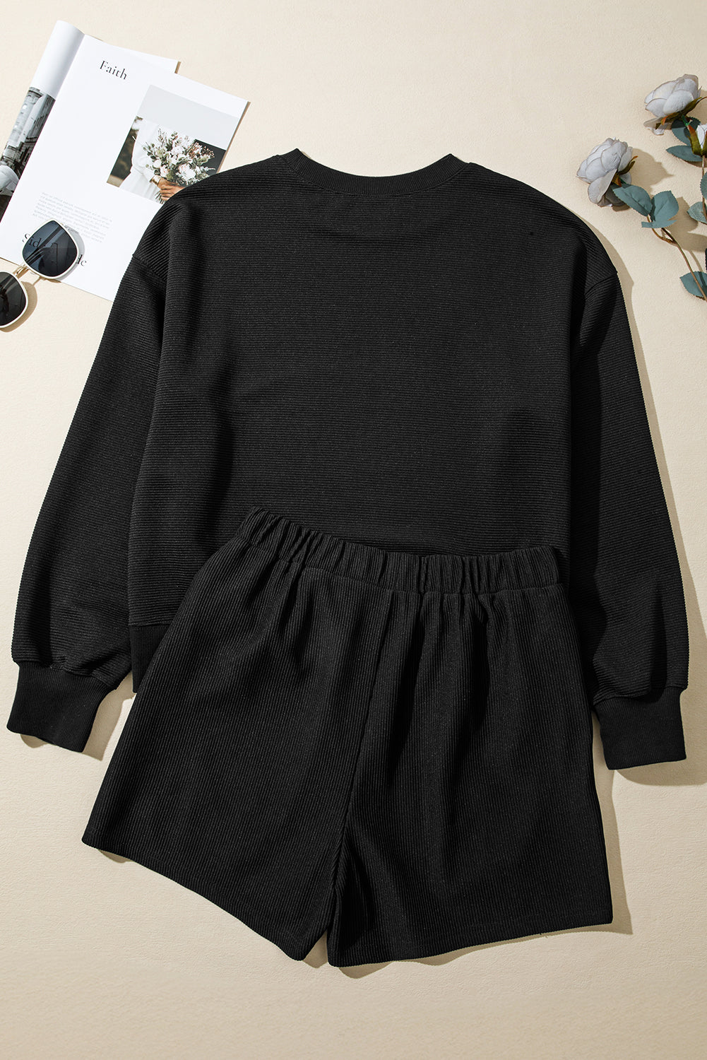 Ribbed Knit Top and Shorts Set