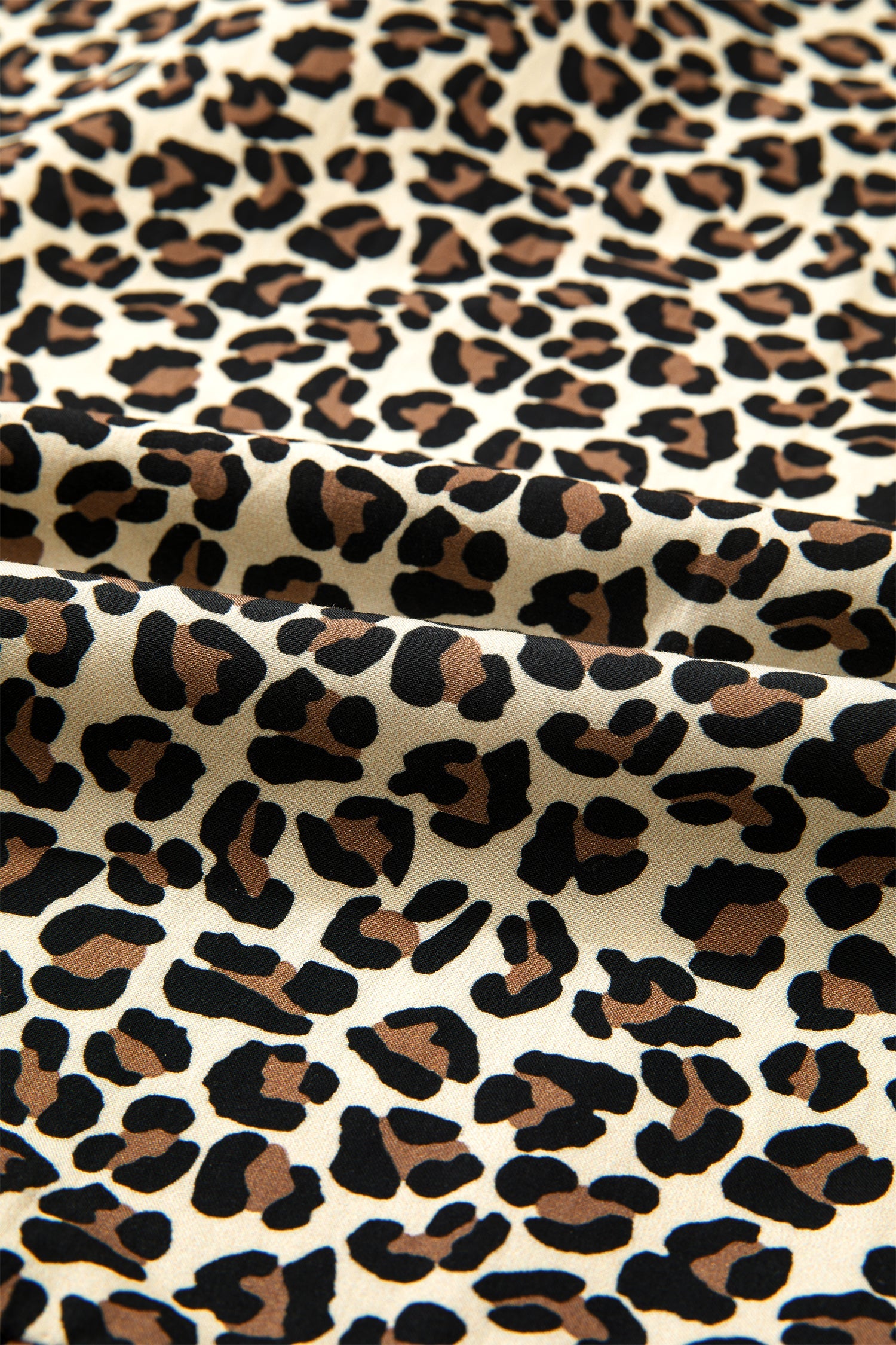 Leopard Stripe Colorblock Trim V-Neck Mini Dress