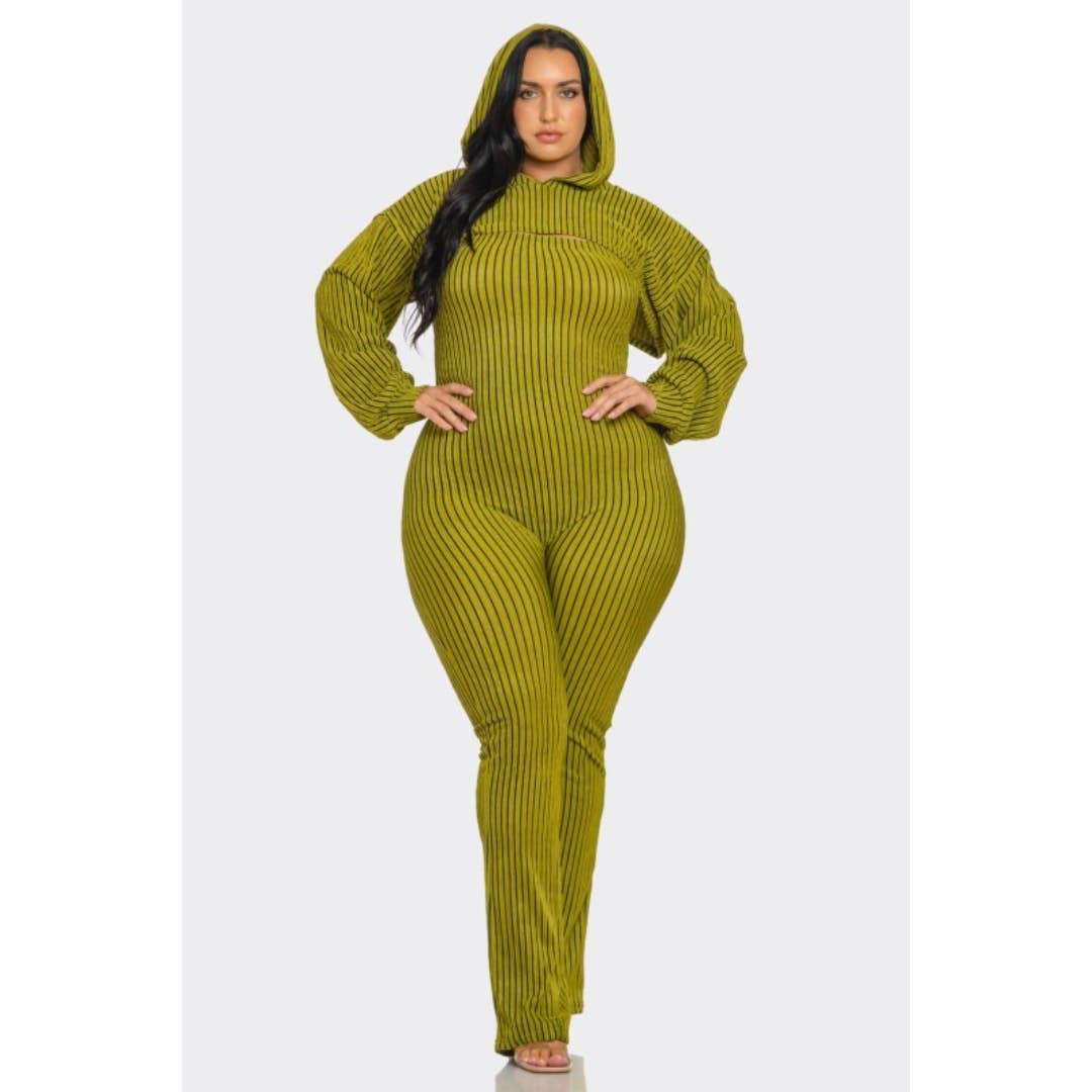 Plus Size 2 piece Strapless Jumpsuit Hoodie: Blue / 2X