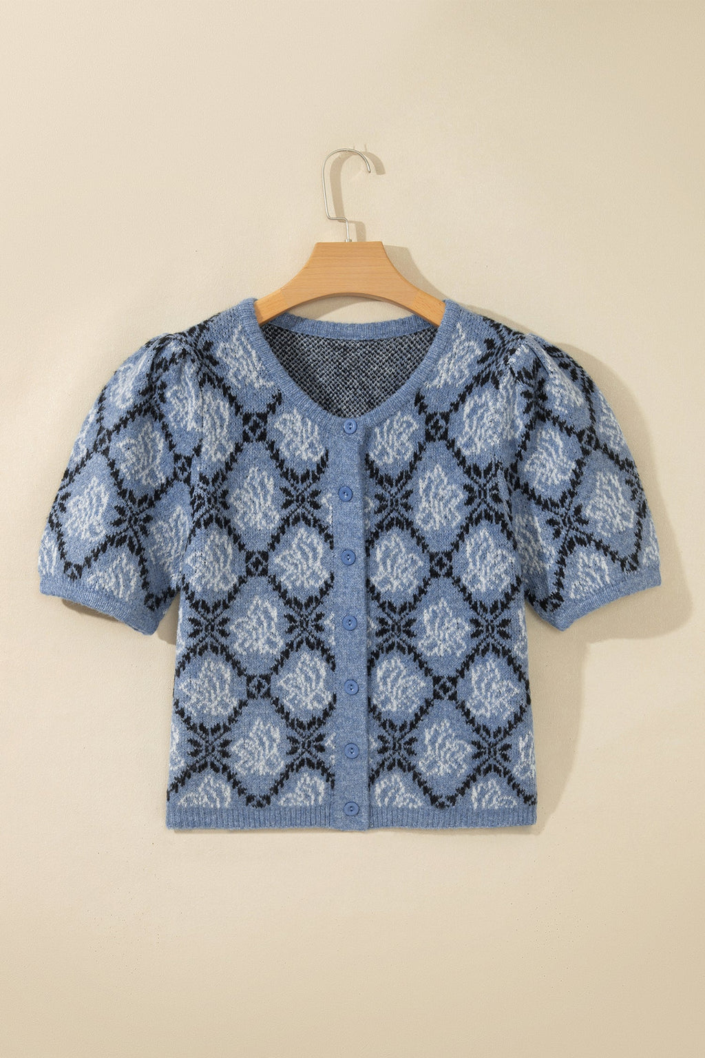 Boho Knit Short Sleeve Button Front Cardigan