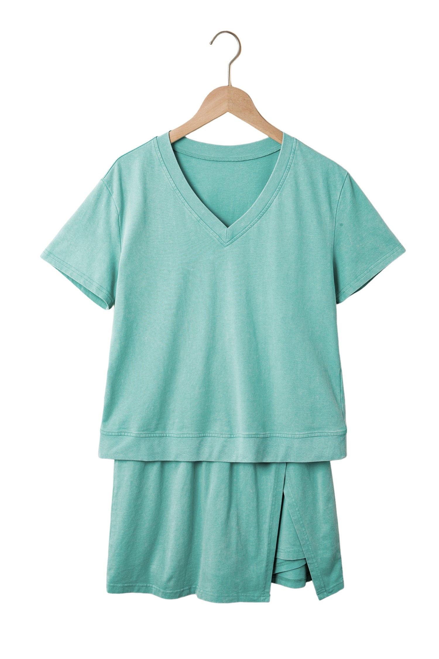 Mineral Wash V-Neck Tee & Skort Set