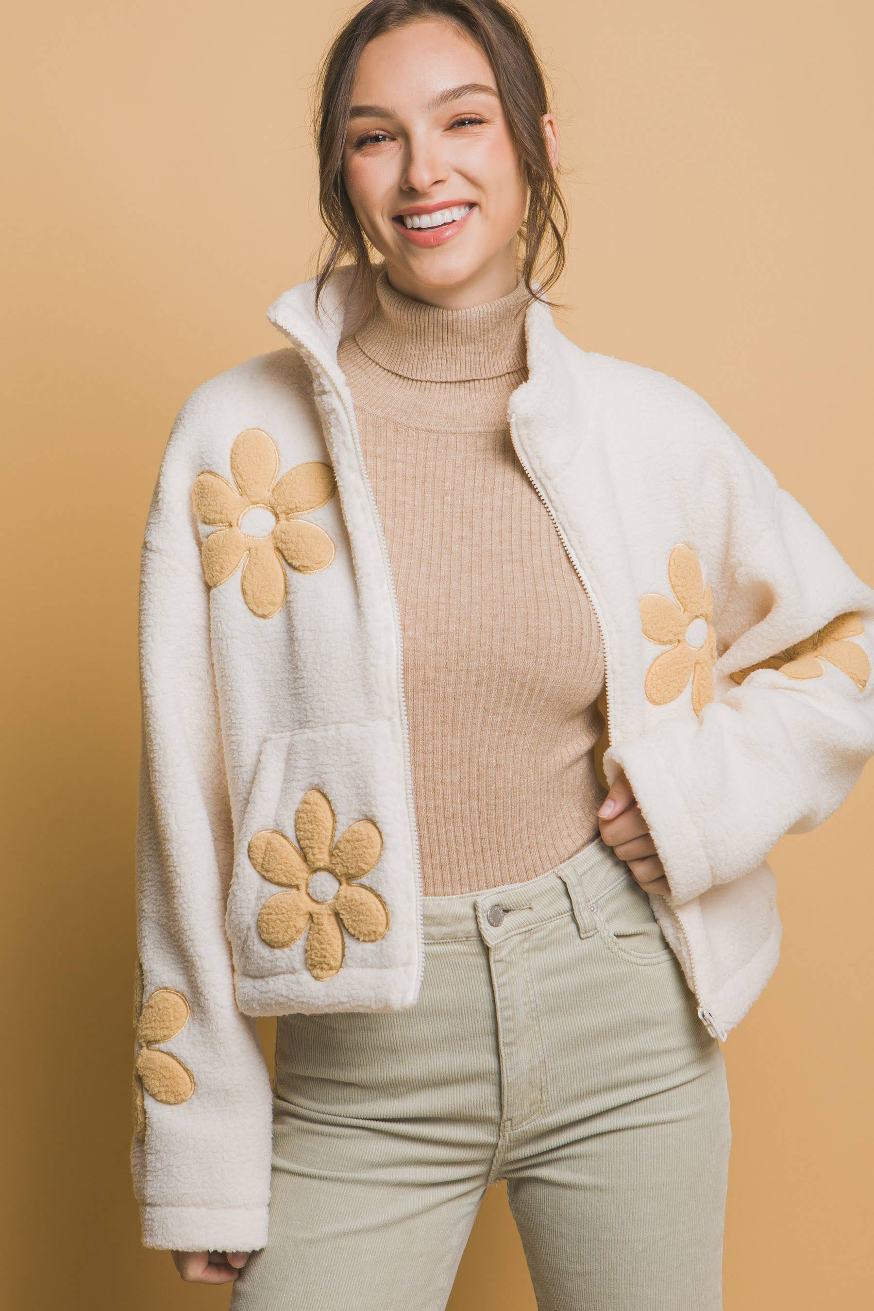 ',,,._ Faux fur Jacket: CAMEL-173616 / M