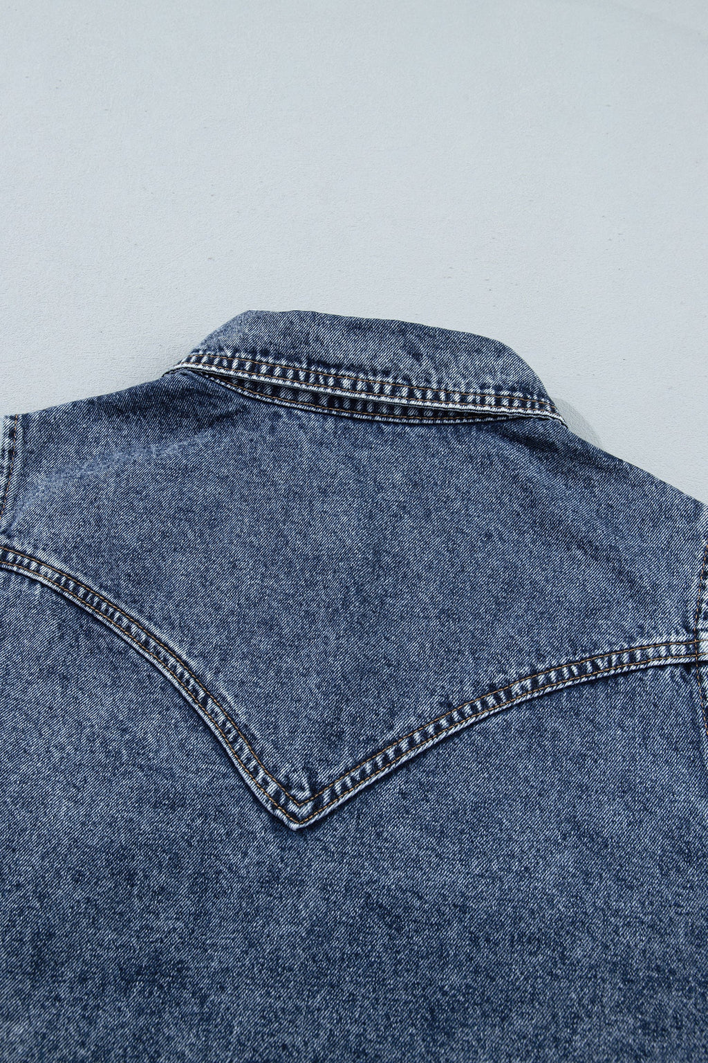 Western Solid Denim Buttoned Pocket Sleeveless Vest