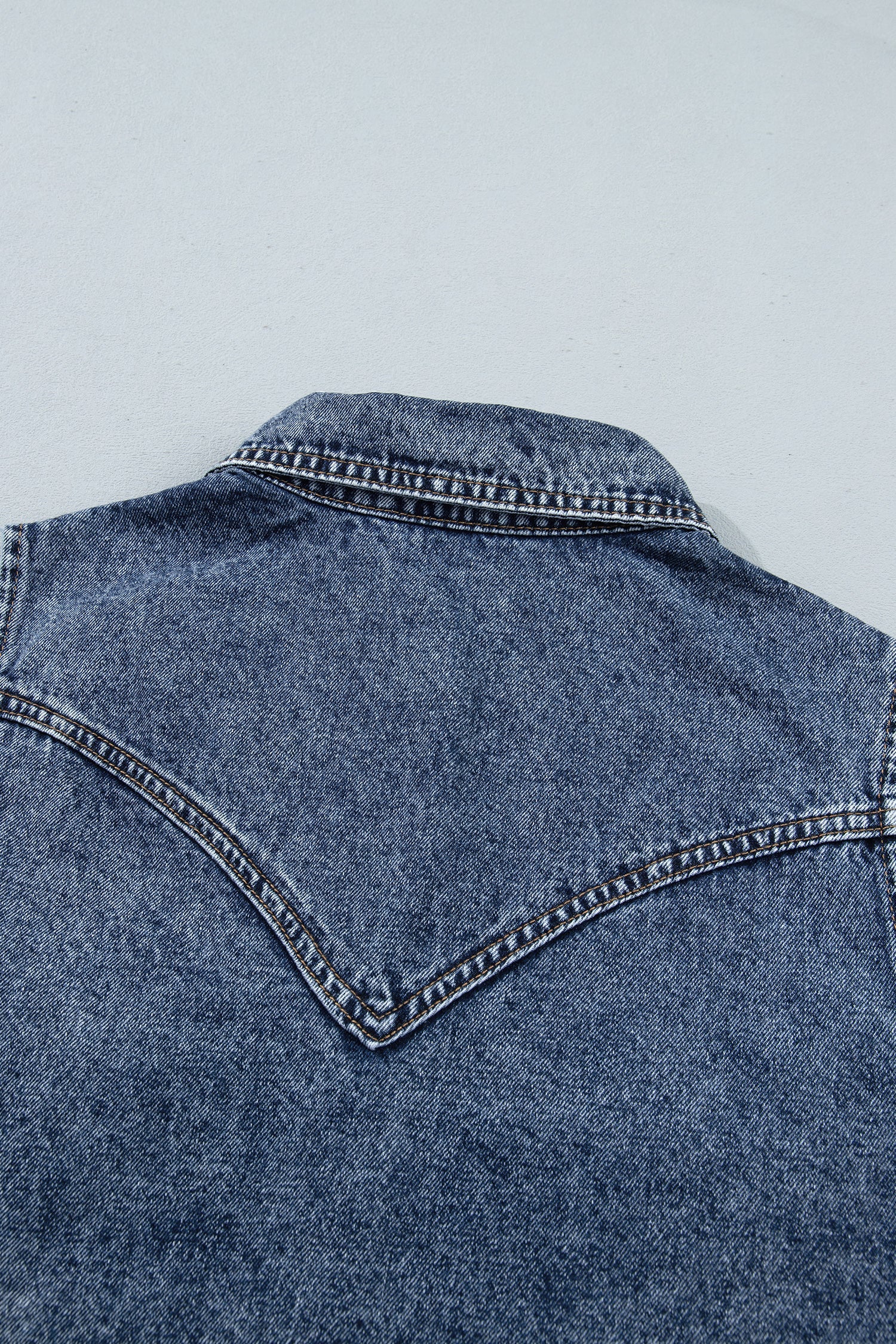 Western Solid Denim Buttoned Pocket Sleeveless Vest