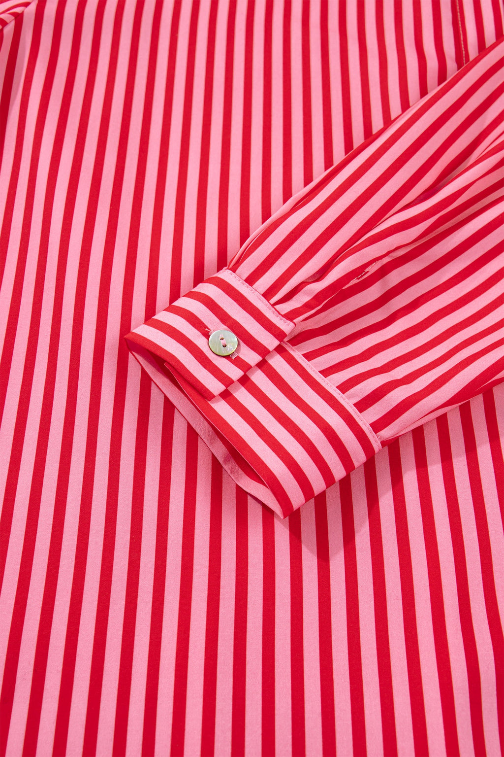 Stripe Patch Pocket Button-Up Long Sleeve Blouse