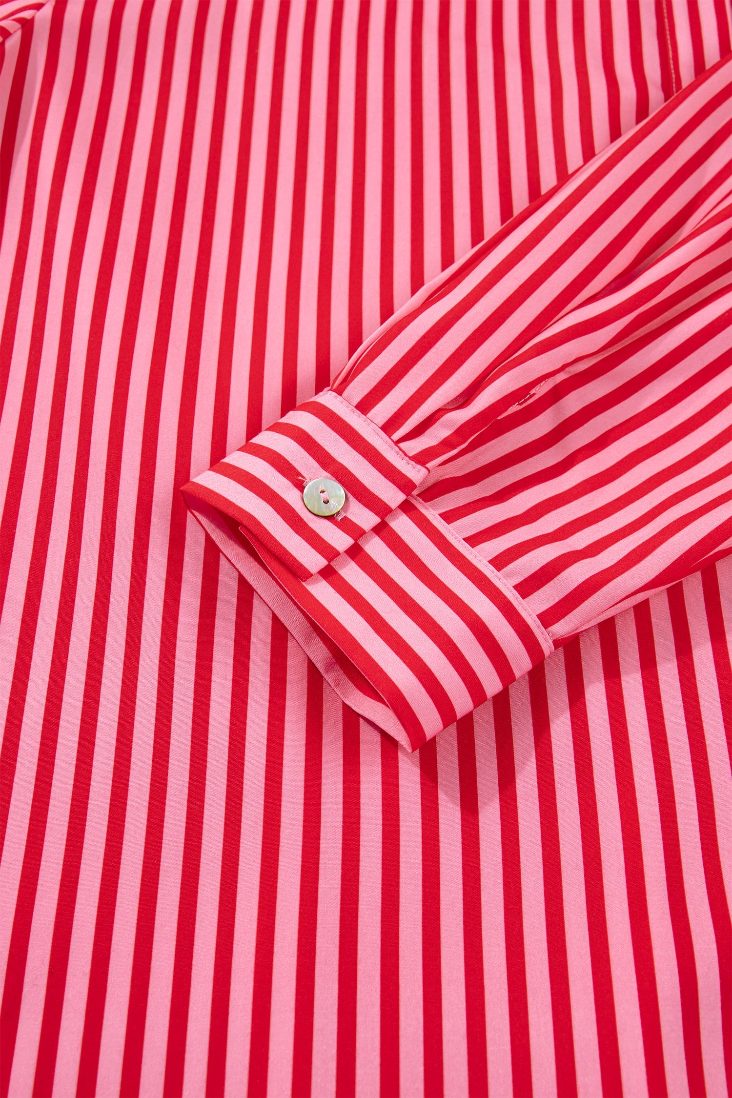 Stripe Patch Pocket Button-Up Long Sleeve Blouse