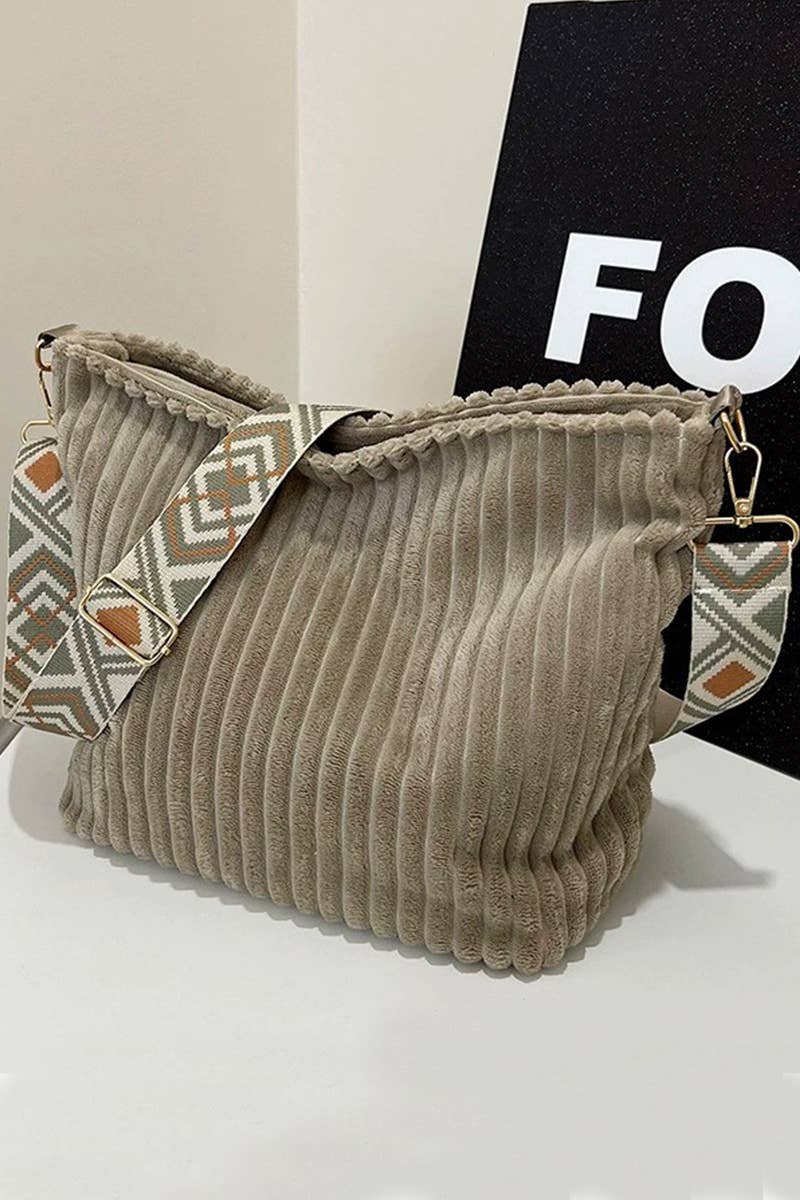 ,,, 1002 Corduroy Tote Bag With Guitar Shoulder Strap SI-28151: BLACK-184246 / OS