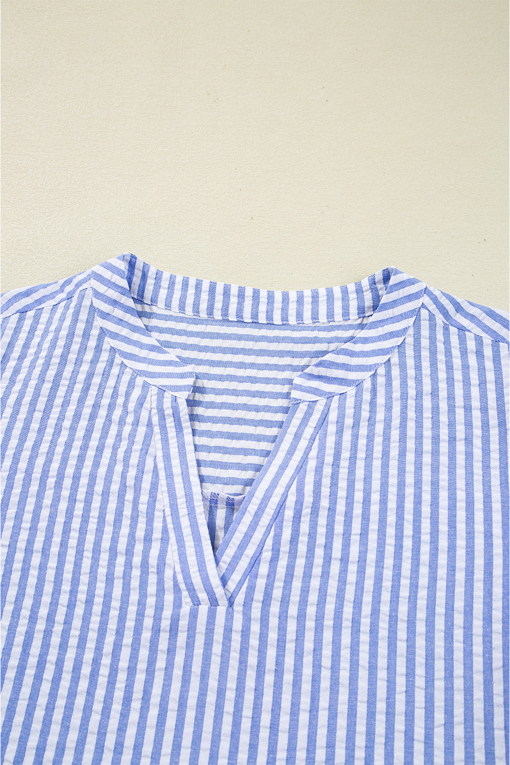 Stripe 3/4 Sleeve Pocketed Tiered Dress