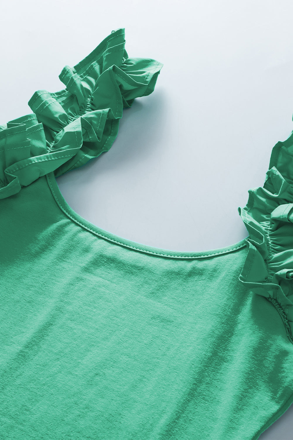 Solid Ruffle Straps Scoop Neck Tank Top
