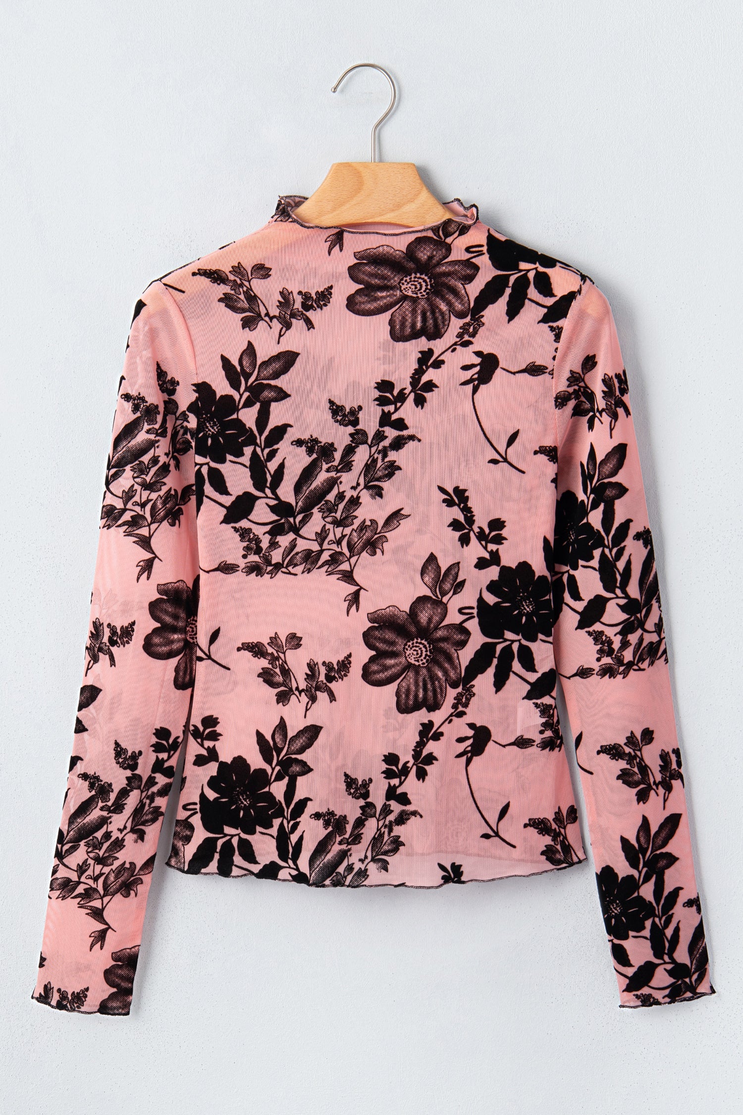 Floral Retro Mesh Long Sleeve Blouse