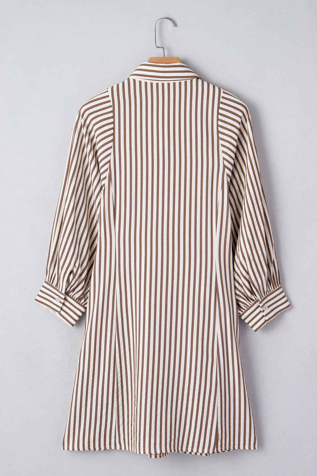 Stripe Tie Waist Puff Sleeve Mini Shirt Dress