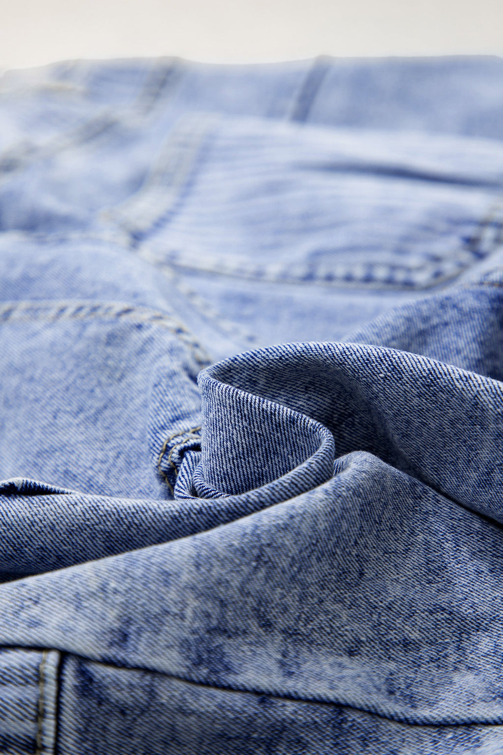 Stripe Denim Paisley Patchwork Raw Hem Shorts