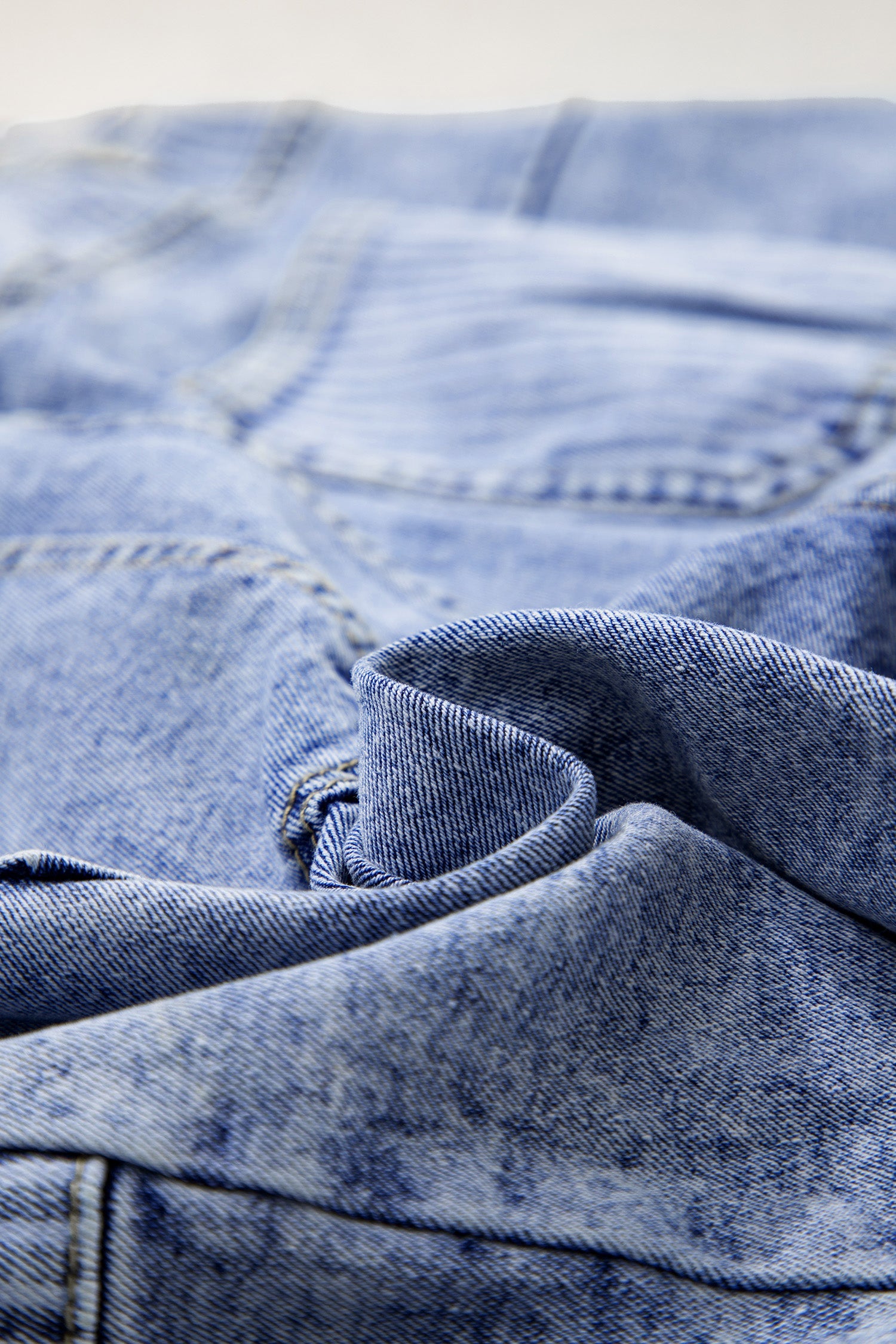 Stripe Denim Paisley Patchwork Raw Hem Shorts