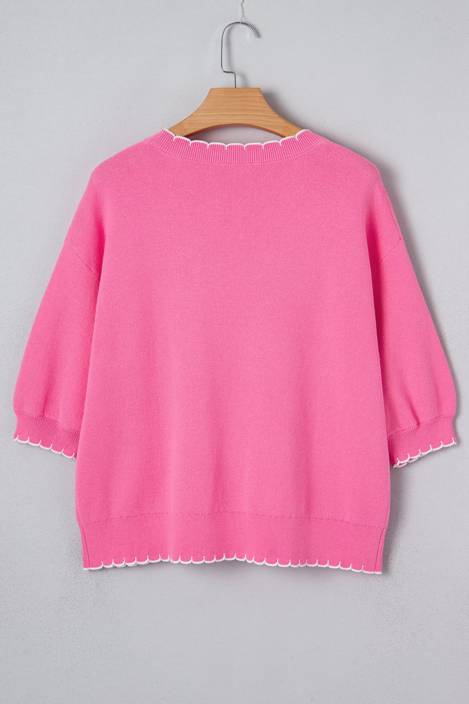 Bow Tie Contrast Stitch 3/4 Sleeve Sweater