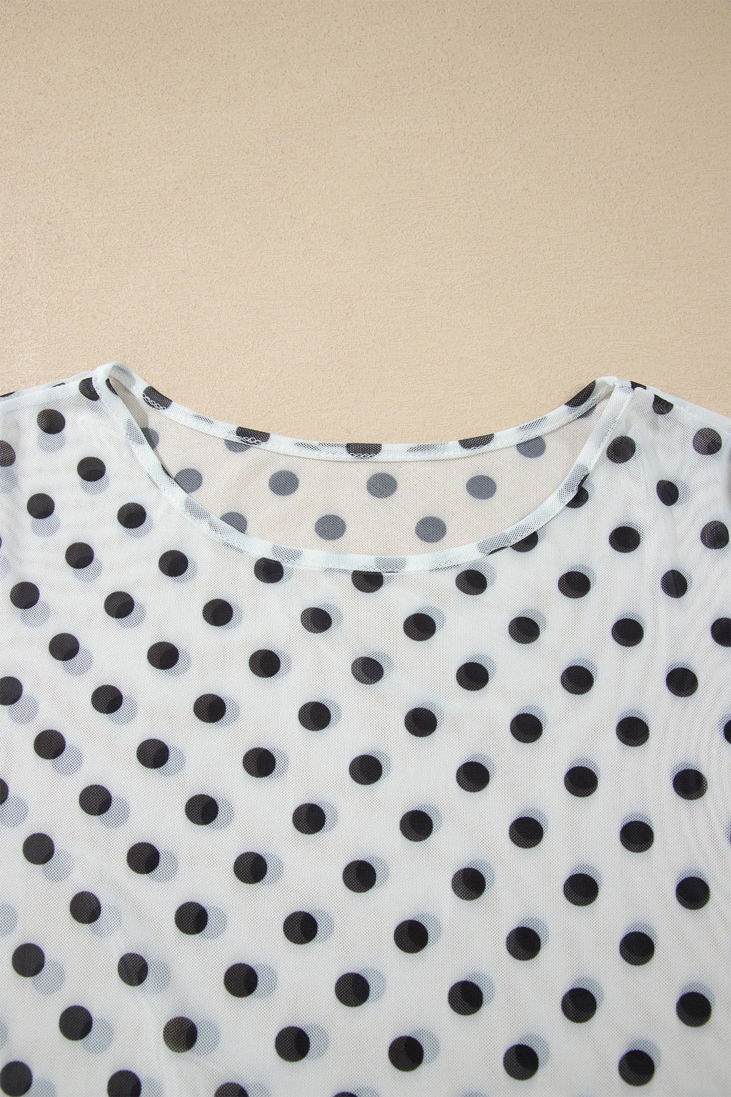 Polka Dot Sheer Mesh Long Sleeve Shift Top