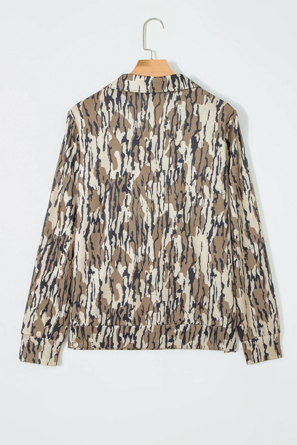 Camo Zipped Collar Kangaroo Pocket Sweatshirt
