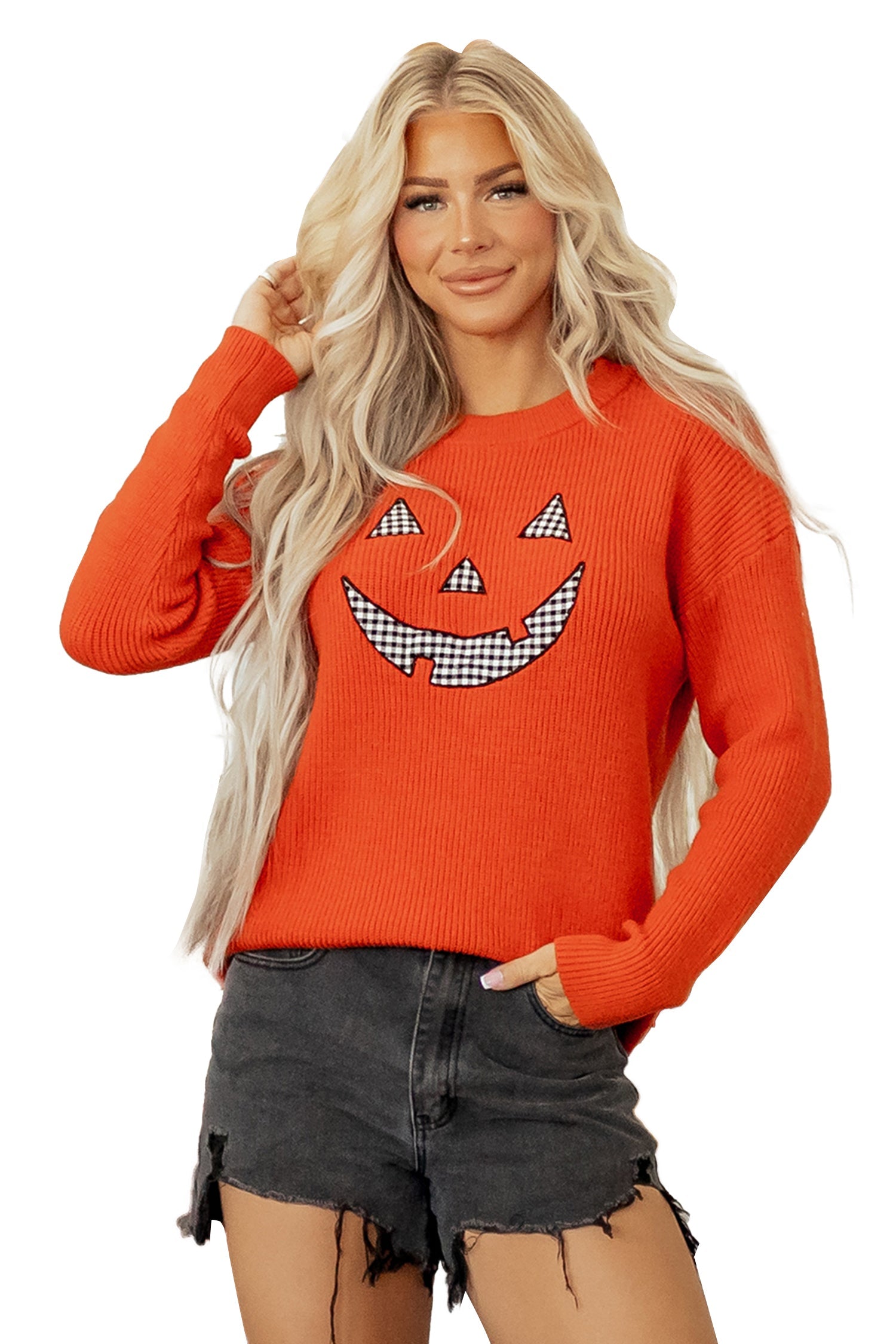 Halloween Drop Shoulder Long Sleeve Round Neck Sweater