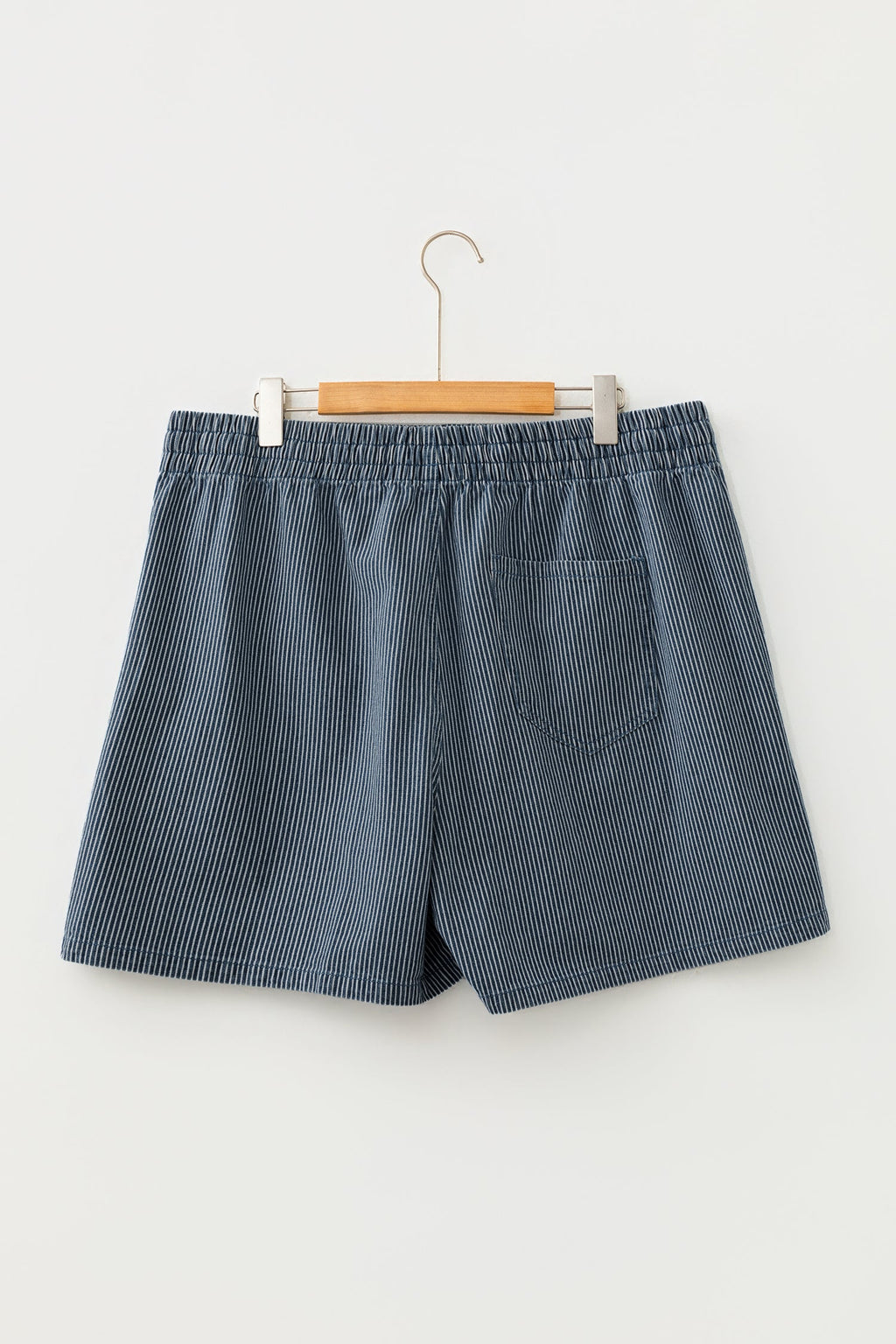 Plus Size Stripe Denim Contrast Drawstring Shorts