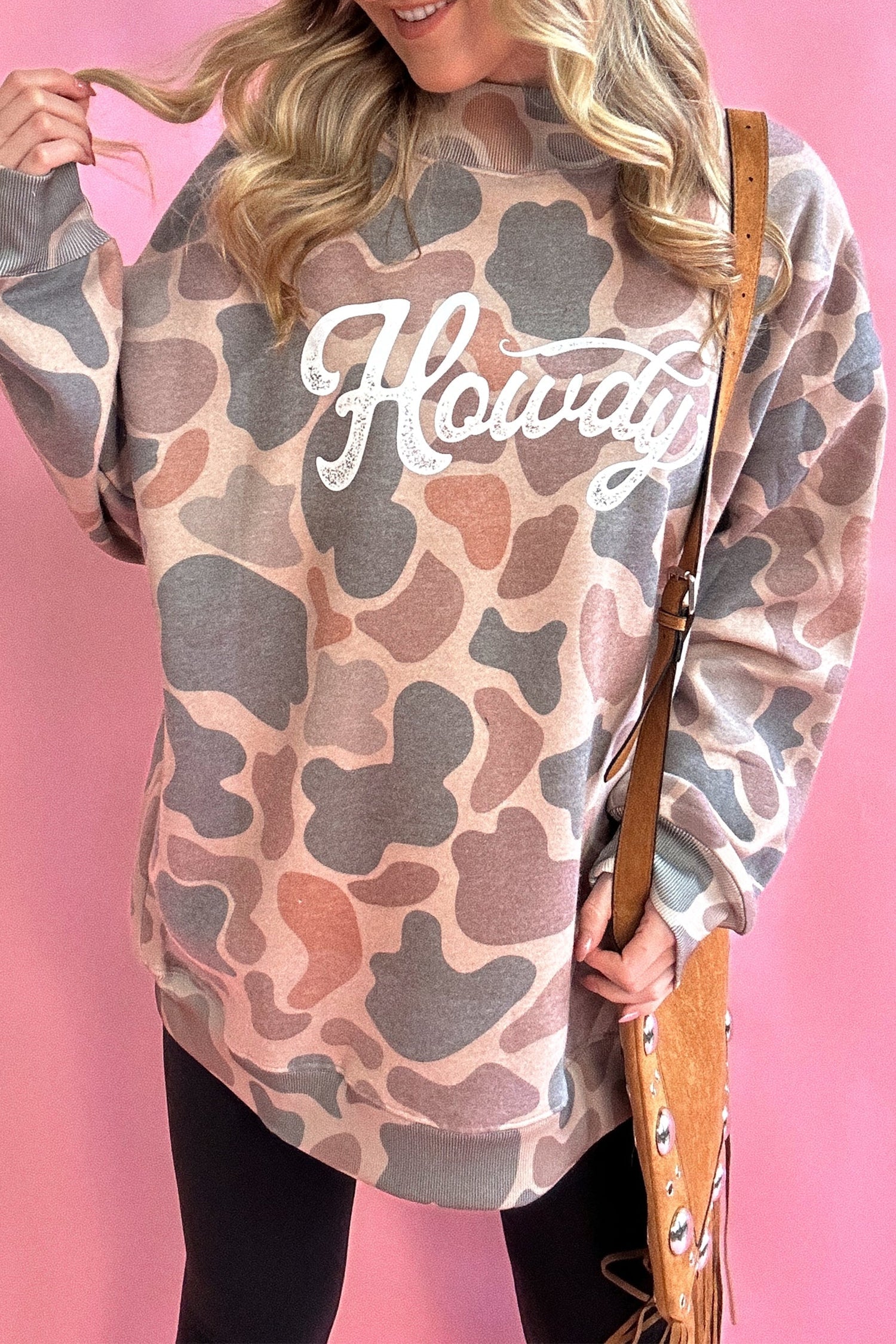 Western Howdy Camo Baggy Pullover Sweatshirt
