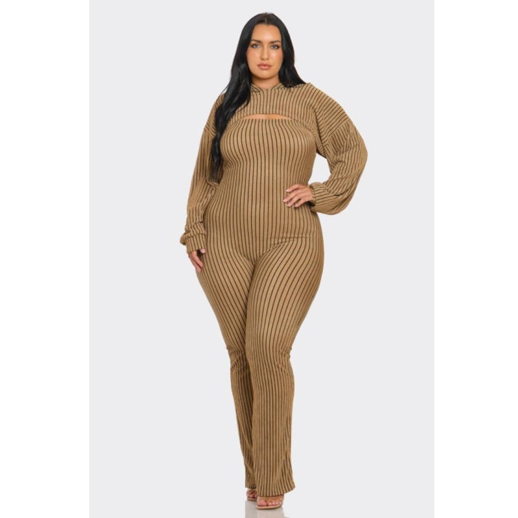 Plus Size 2 piece Strapless Jumpsuit Hoodie: Blue / 3X