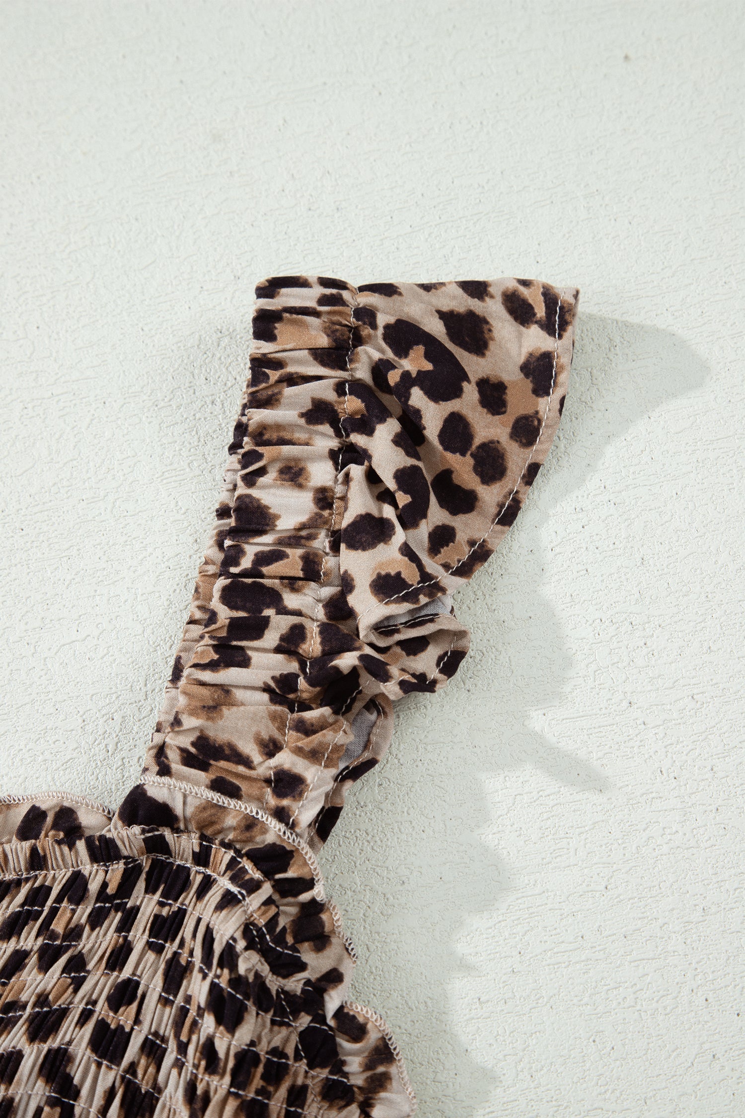Leopard Ruffle Straps Smocked Tiered Maxi Dress