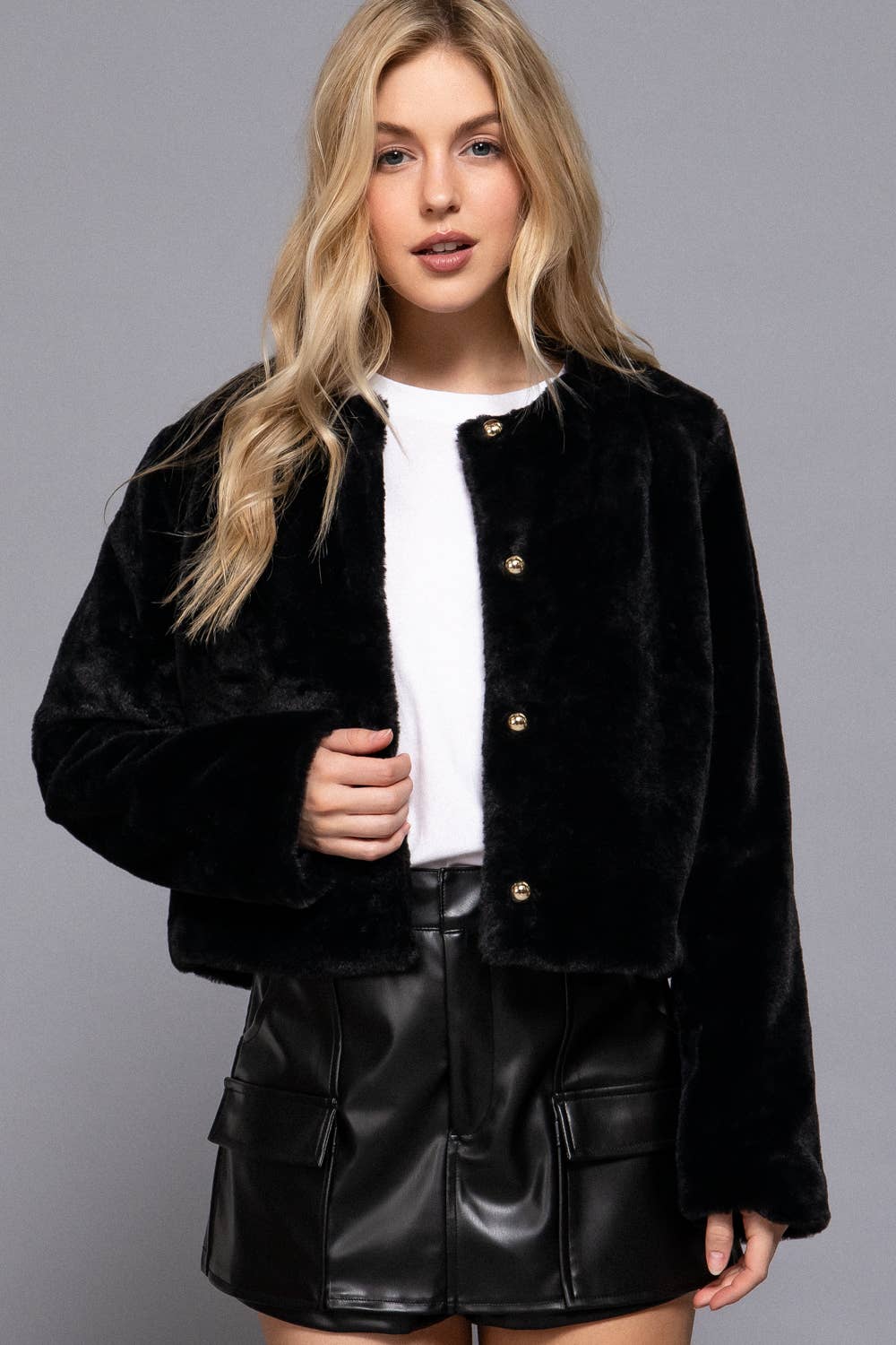 ',,,._ Faux fur Jacket: CAMEL-173616 / S