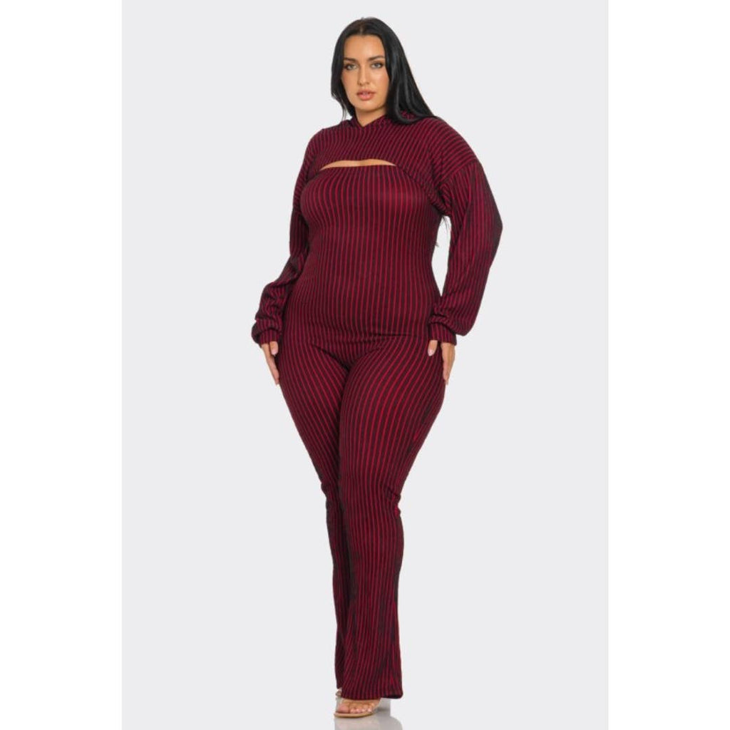 Plus Size 2 piece Strapless Jumpsuit Hoodie: Blue / 3X