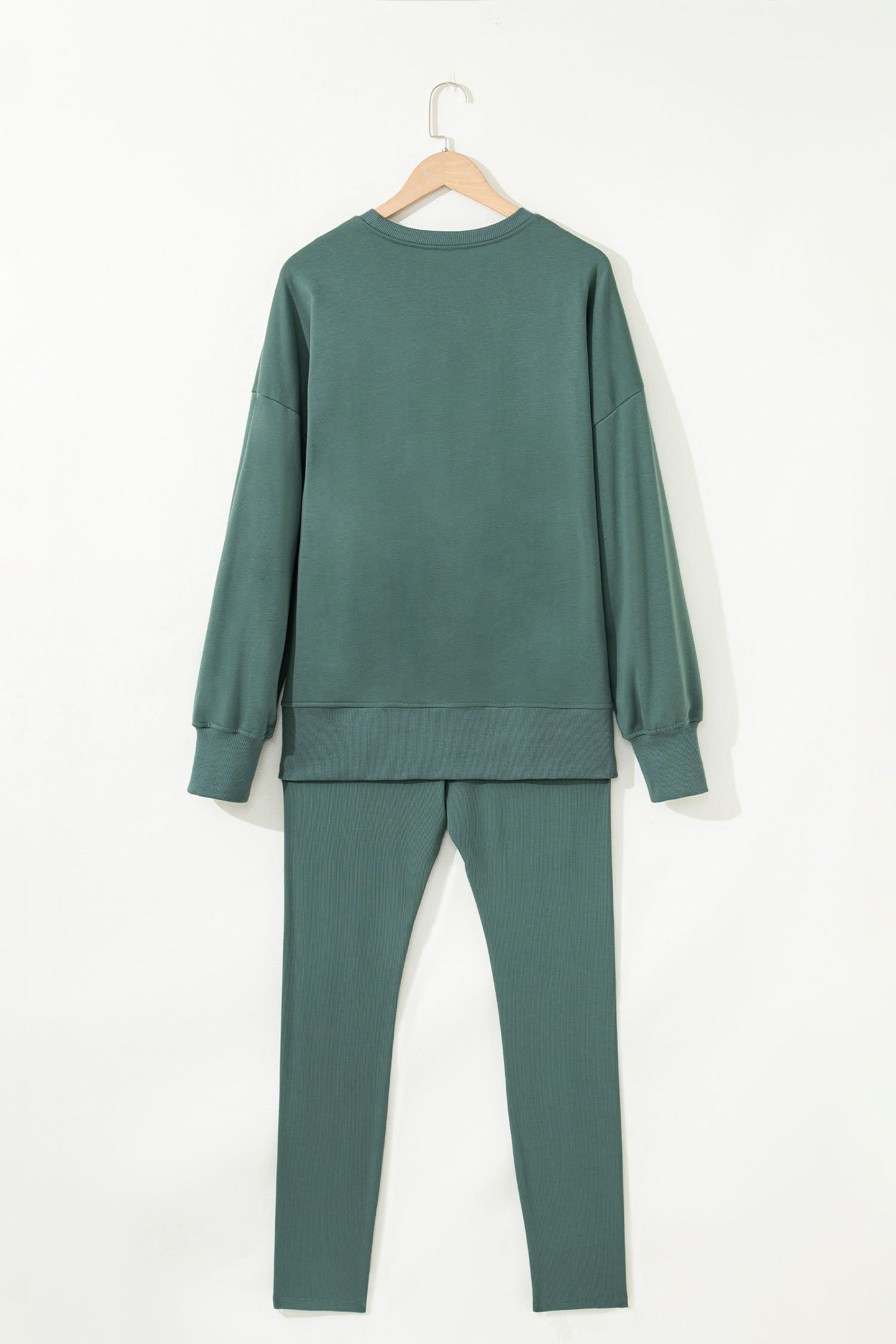 Solid Oversize Sweatshirt and Ribbed Leggings Set