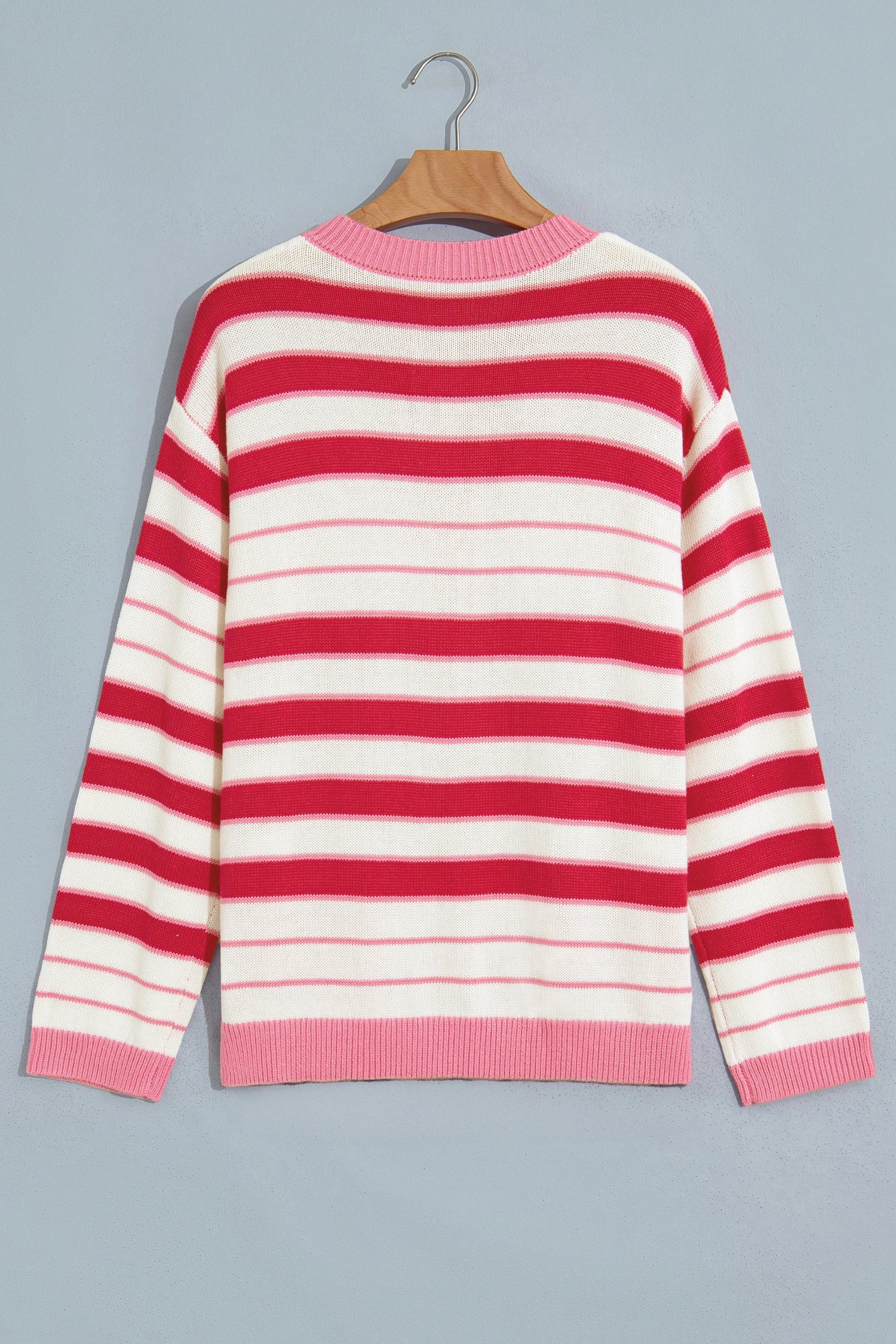 Stripe V-Neck Long Sleeve Button Front Cardigan