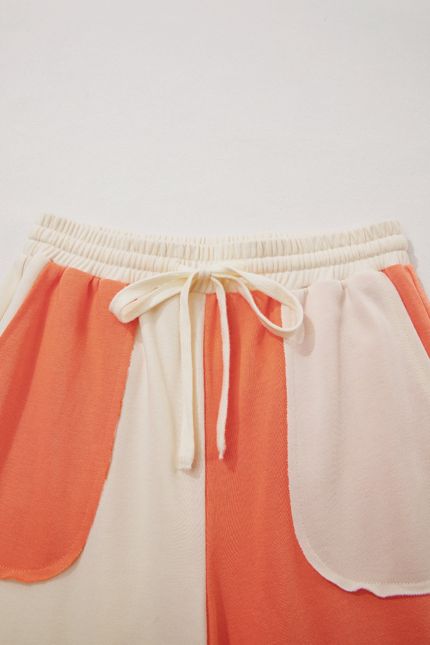 Colorblock Raw Seam Wide Leg Ankle Length Pants