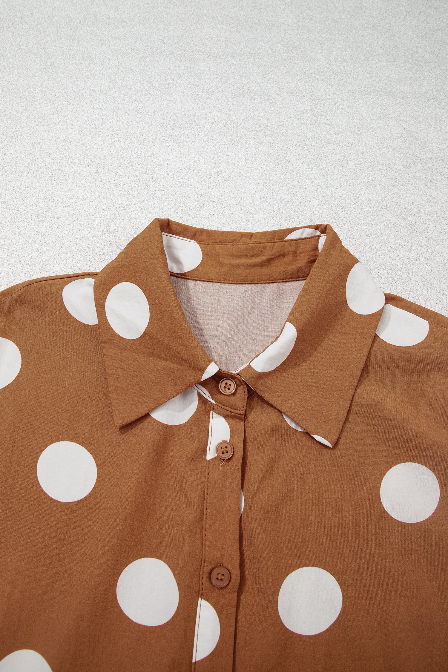 Polka Dot Buttoned Long Sleeve Tiered Midi Dress