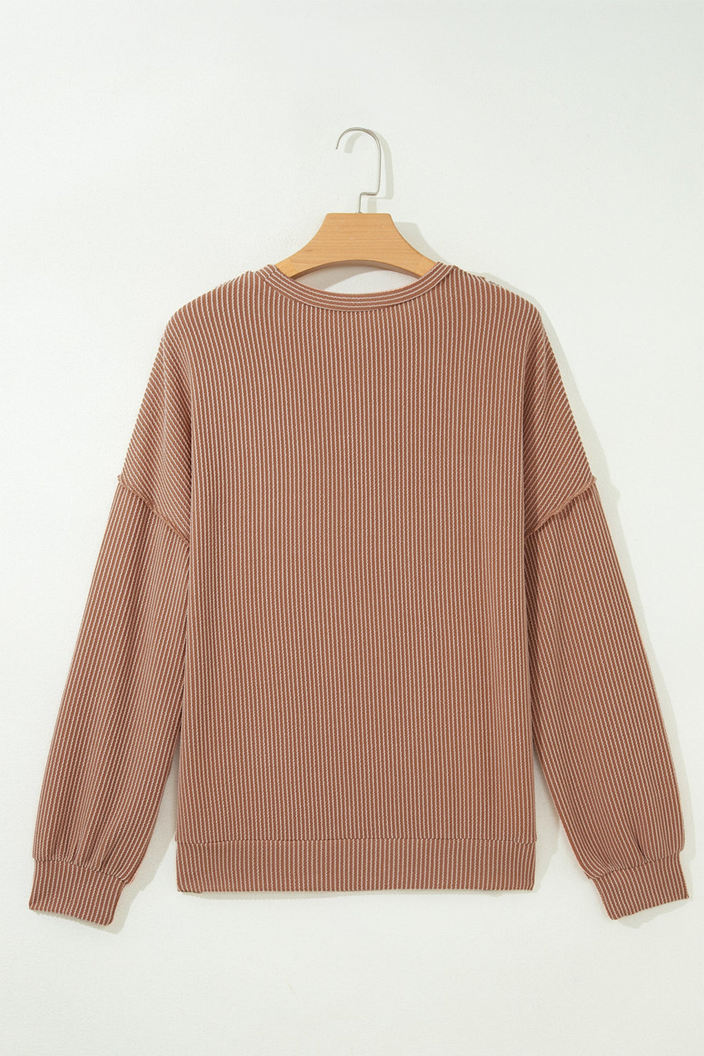 Leopard Colorblock Reverse Seam Corded Knit Long Sleeve Top