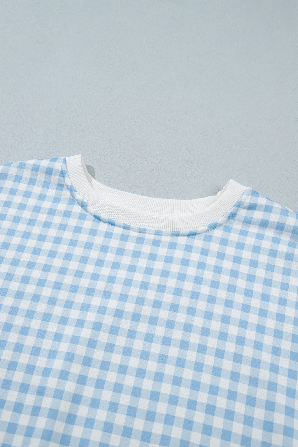 Gingham Contrast Trim Pullover Top & Shorts Set