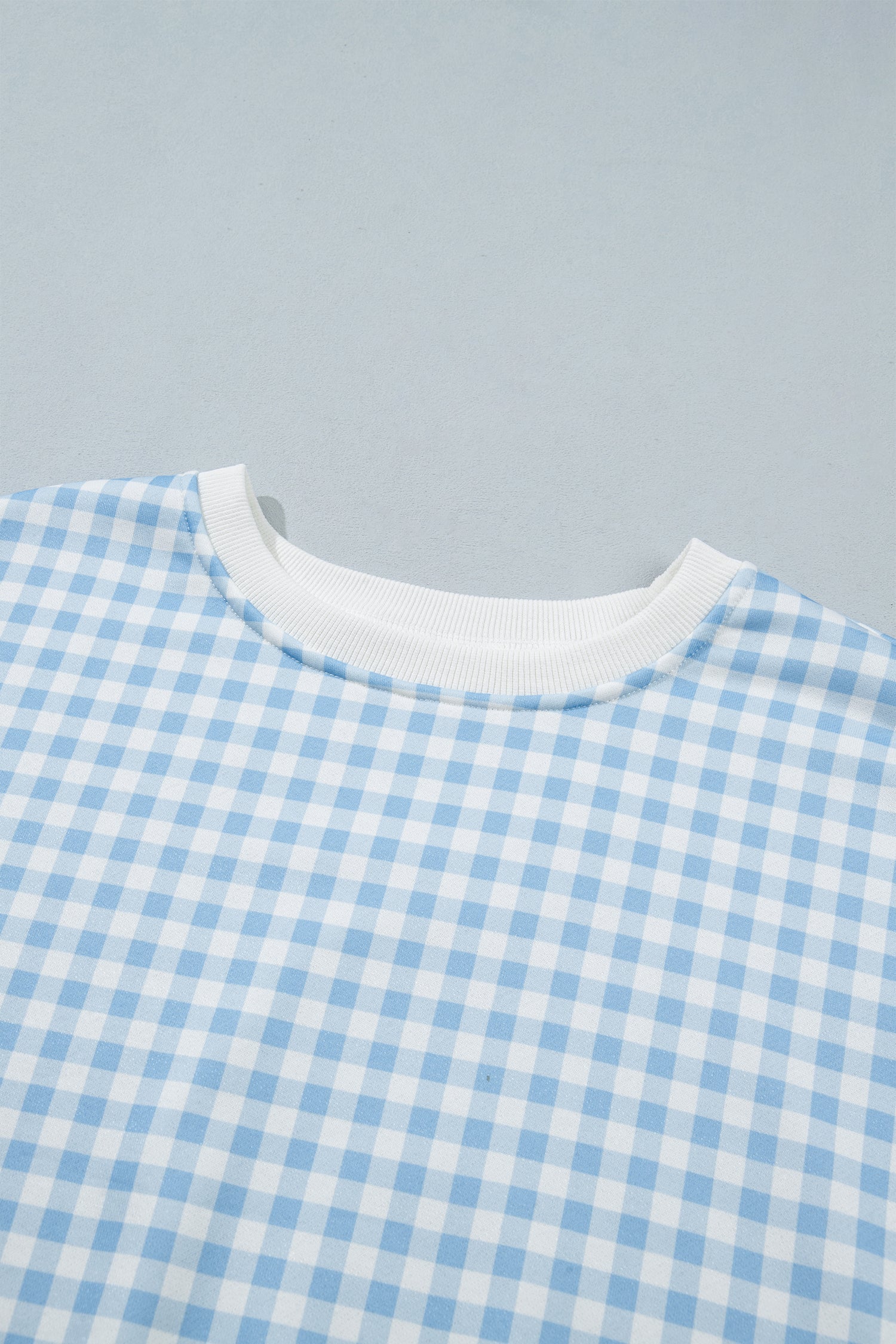 Gingham Contrast Trim Pullover Top & Shorts Set