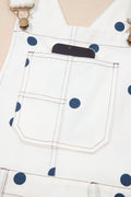 Polka Dot Denim Barrel Leg Overalls Jumpsuit