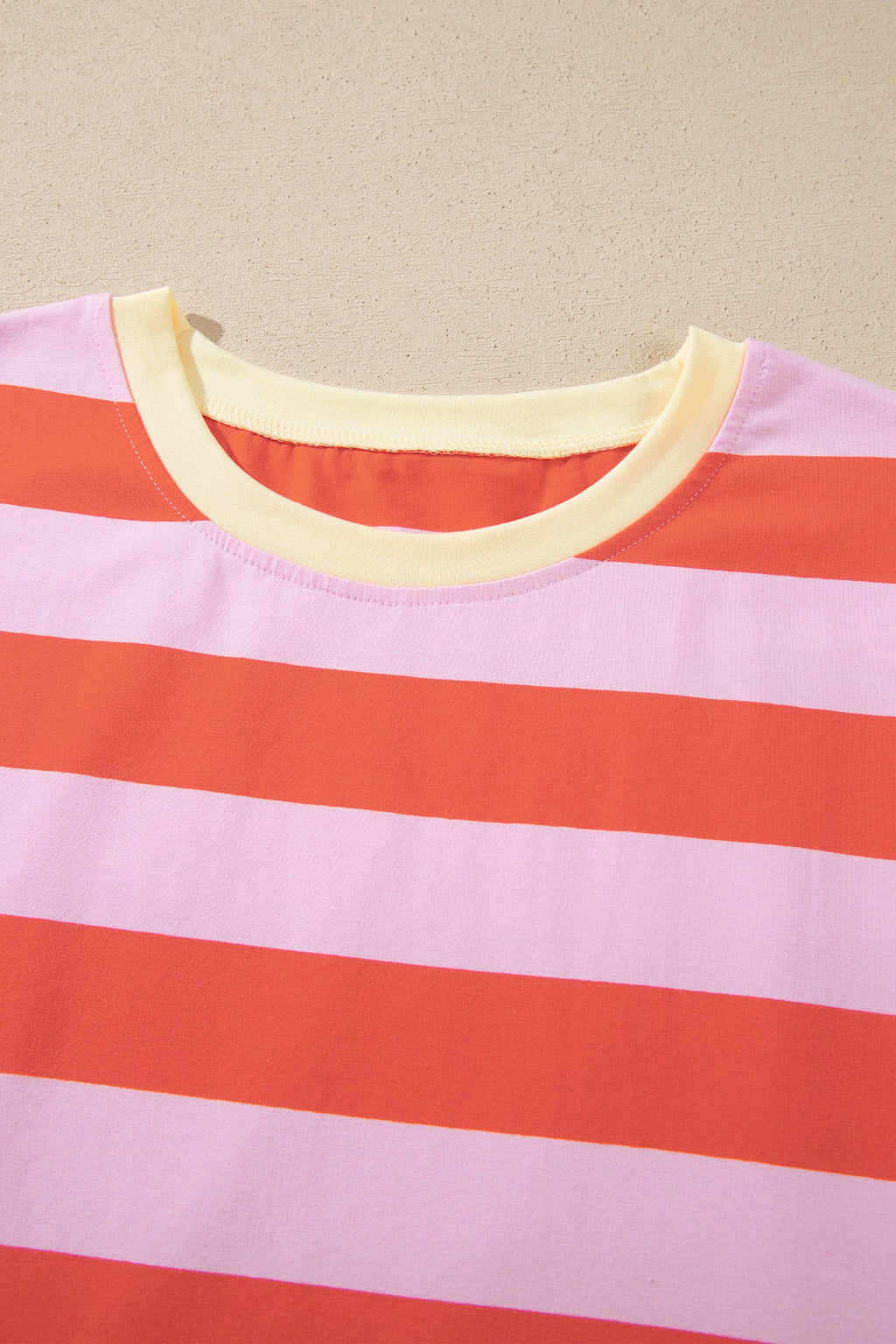 Stripe Cuffed Short Sleeve T-Shirt Long Dress w/ Pockets