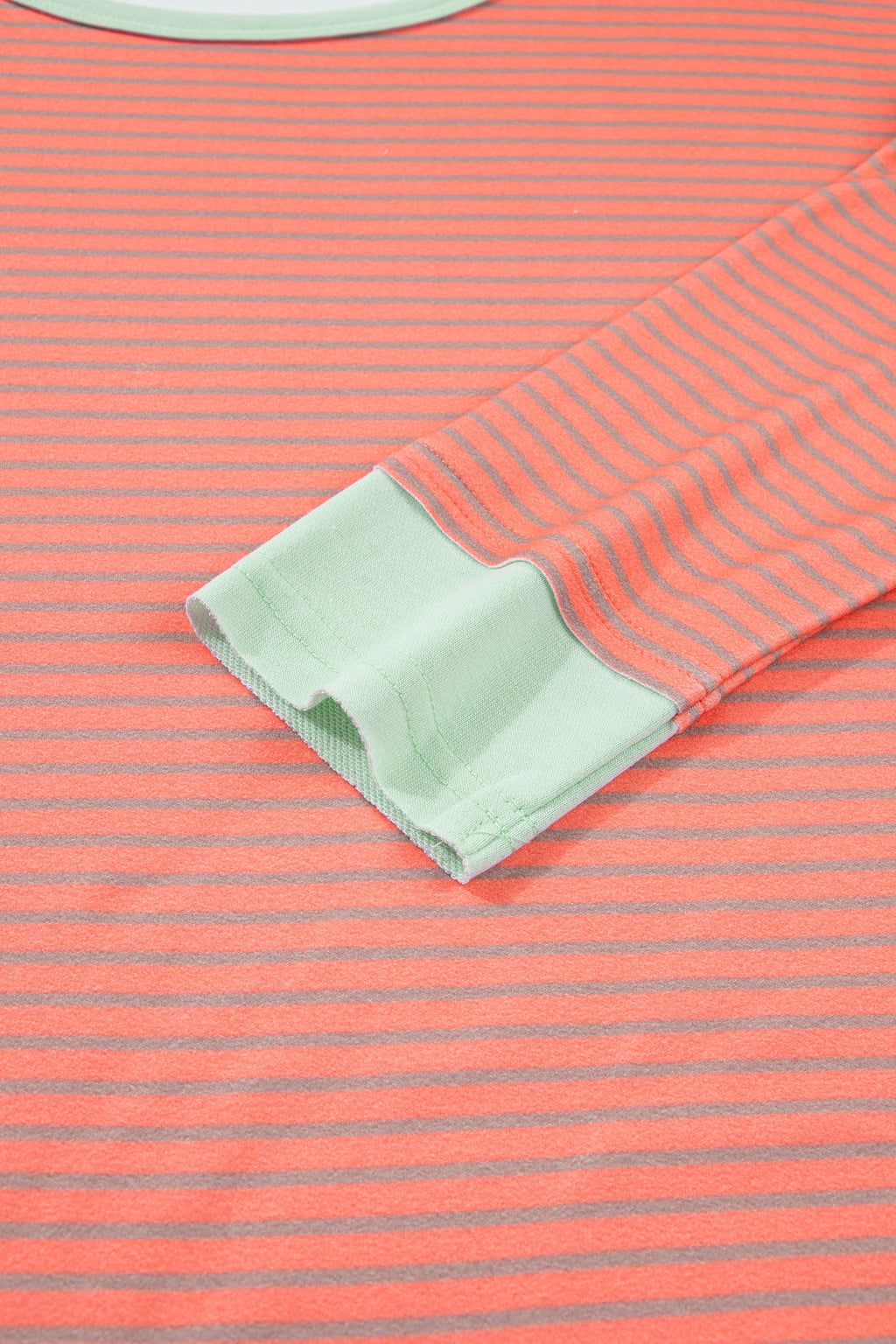 Stripe Colorblock Raw Seam Long Sleeve Top