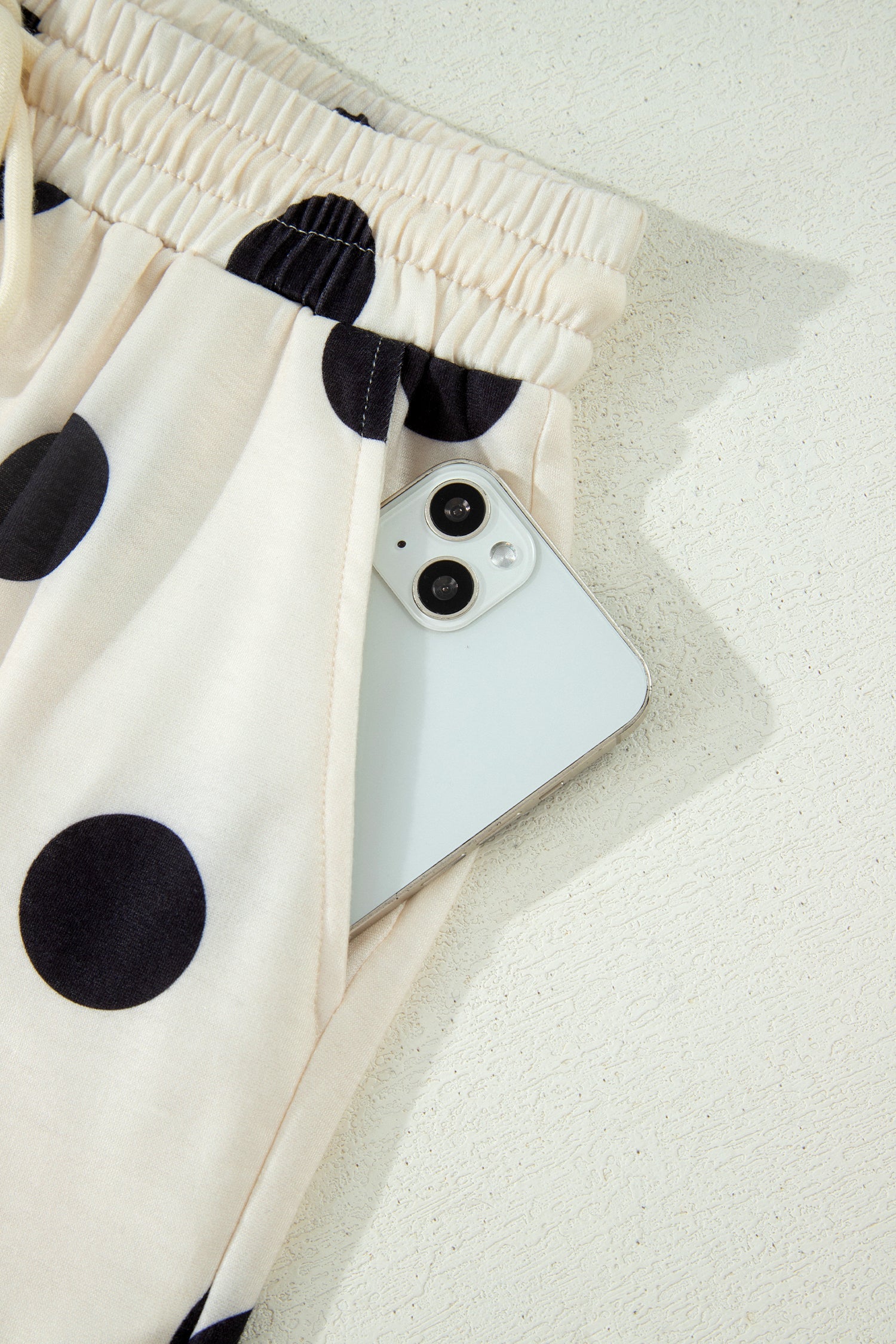 Polka Dot V-Neck Tee & Drawstring Shorts Set