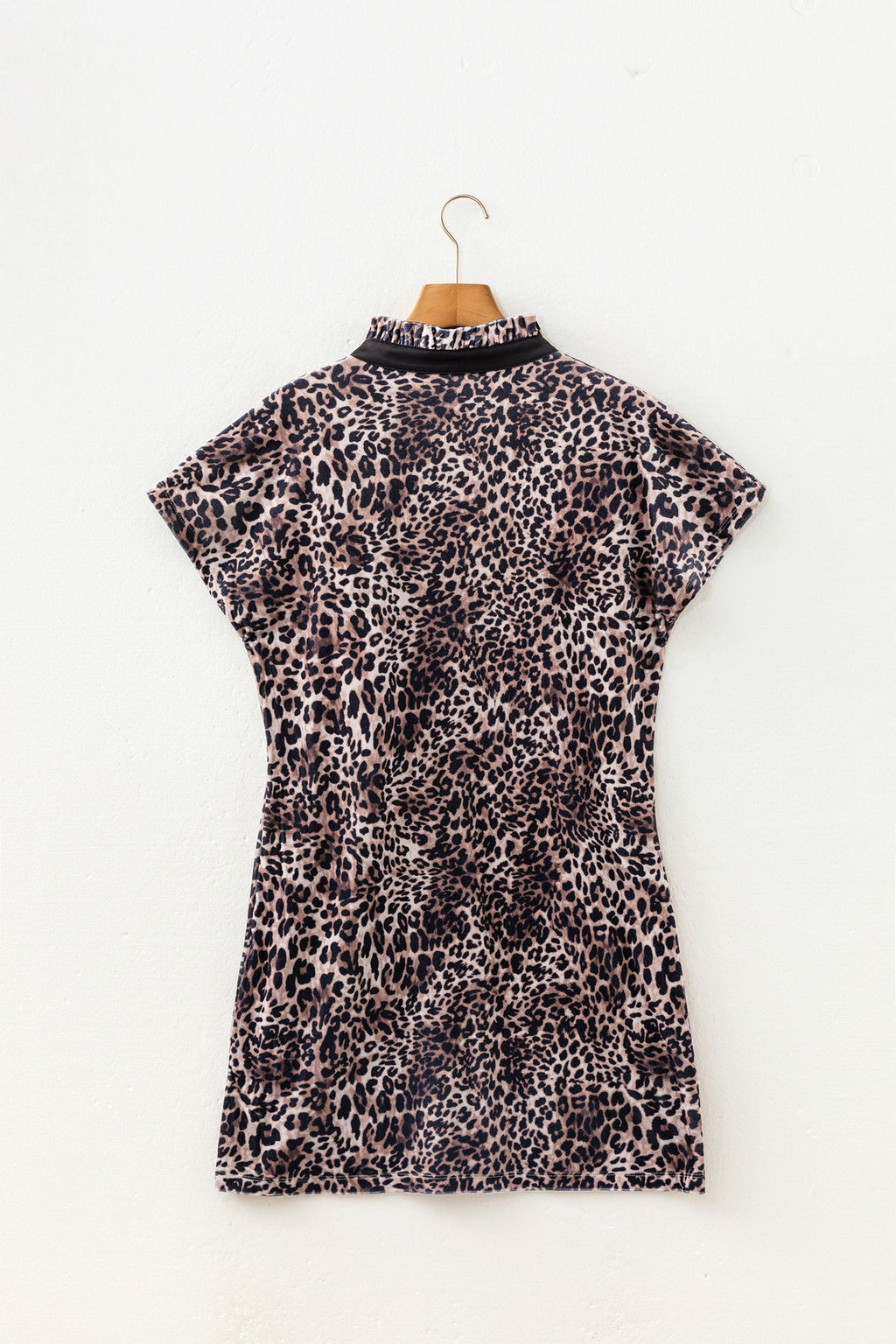 Leopard Short Sleeve Shift Mini Dress