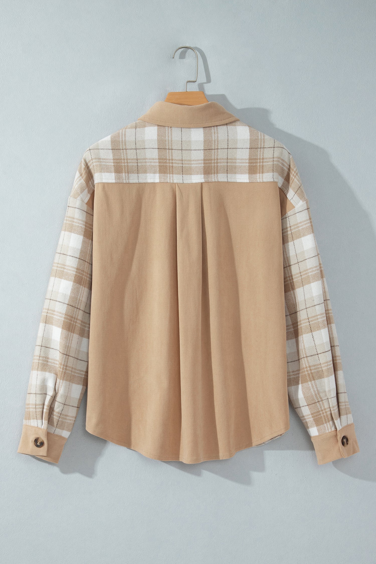 Plaid Colorblock Patch Pocket Buttoned Shacket